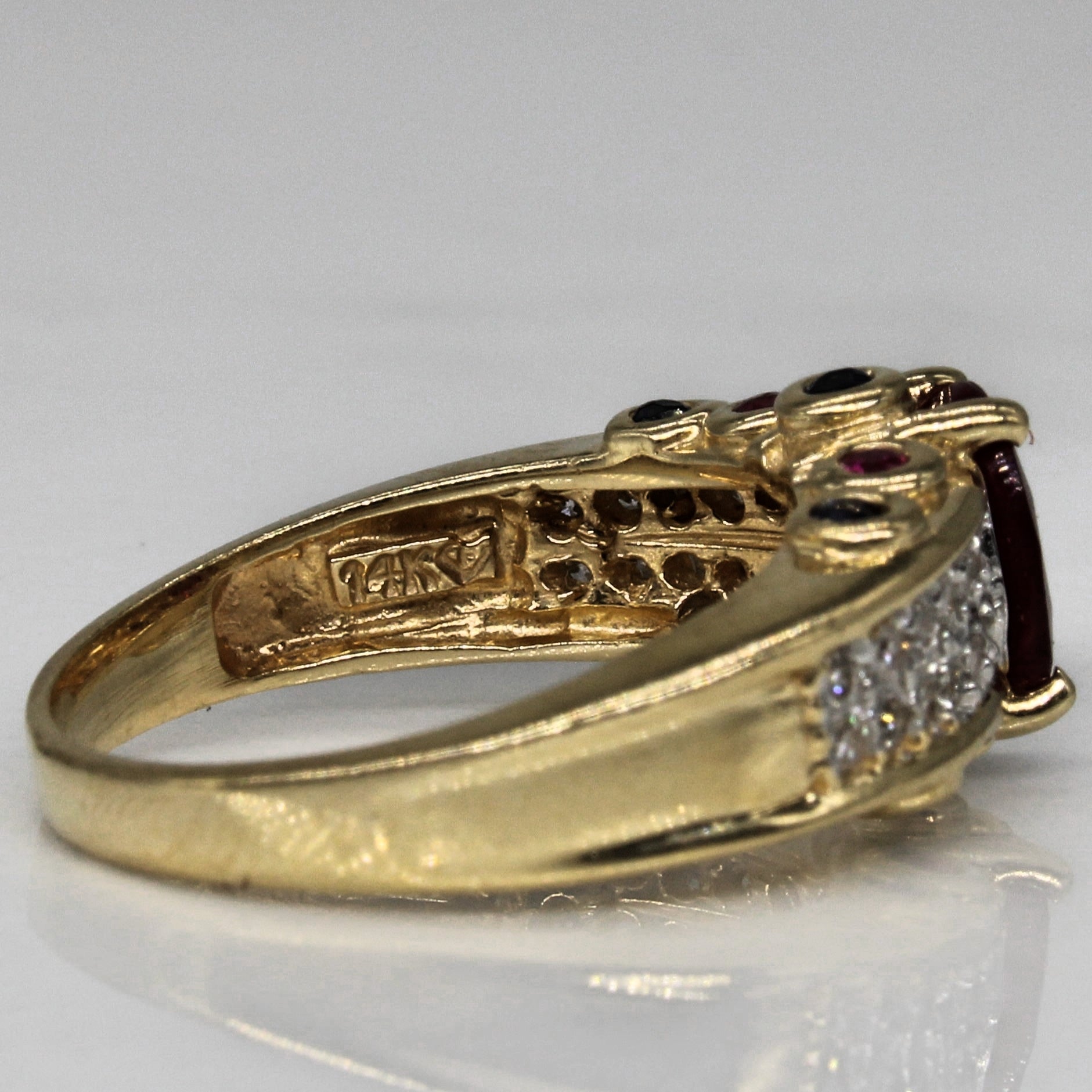 Multi Gem Engagement Ring | 0.95ctw | SZ 5 |