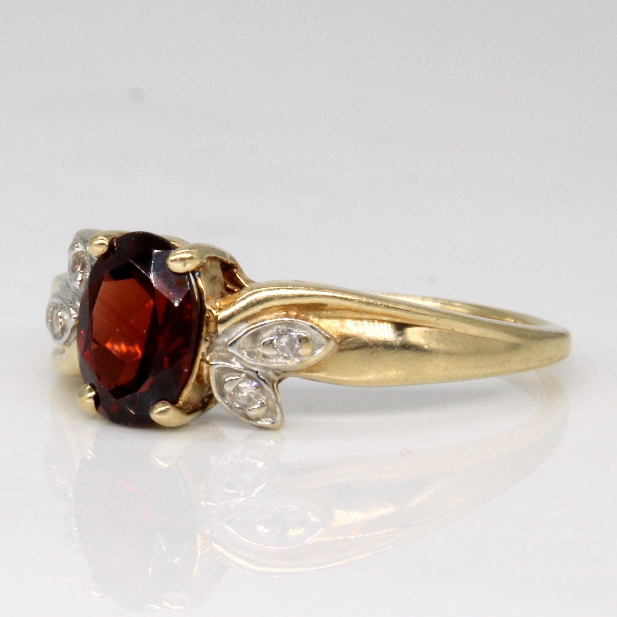 Garnet & Diamond Bypass Ring | 0.75ct, 0.02ctw | SZ 7 |