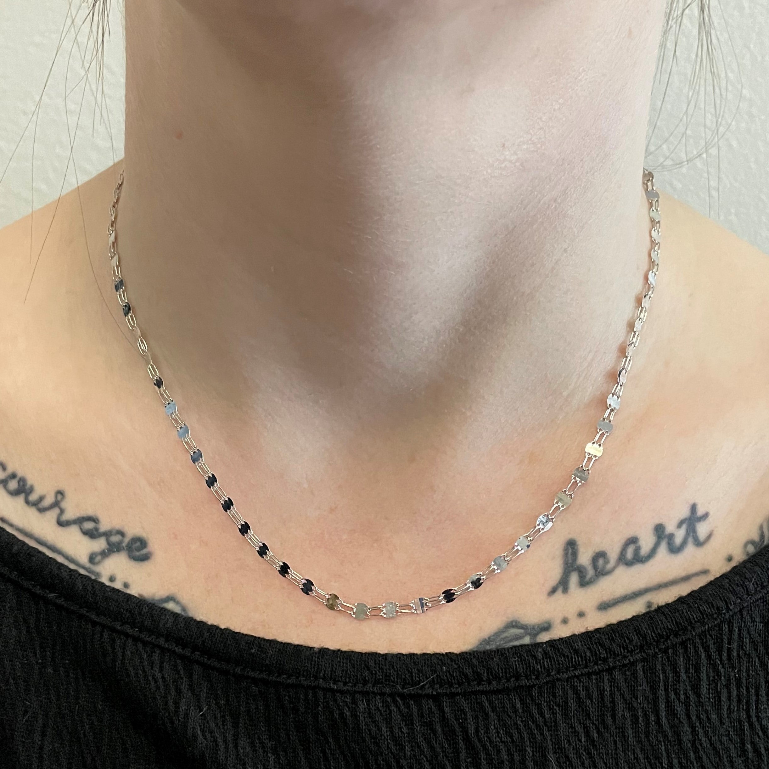 14k White Gold Station Chain | 17" |