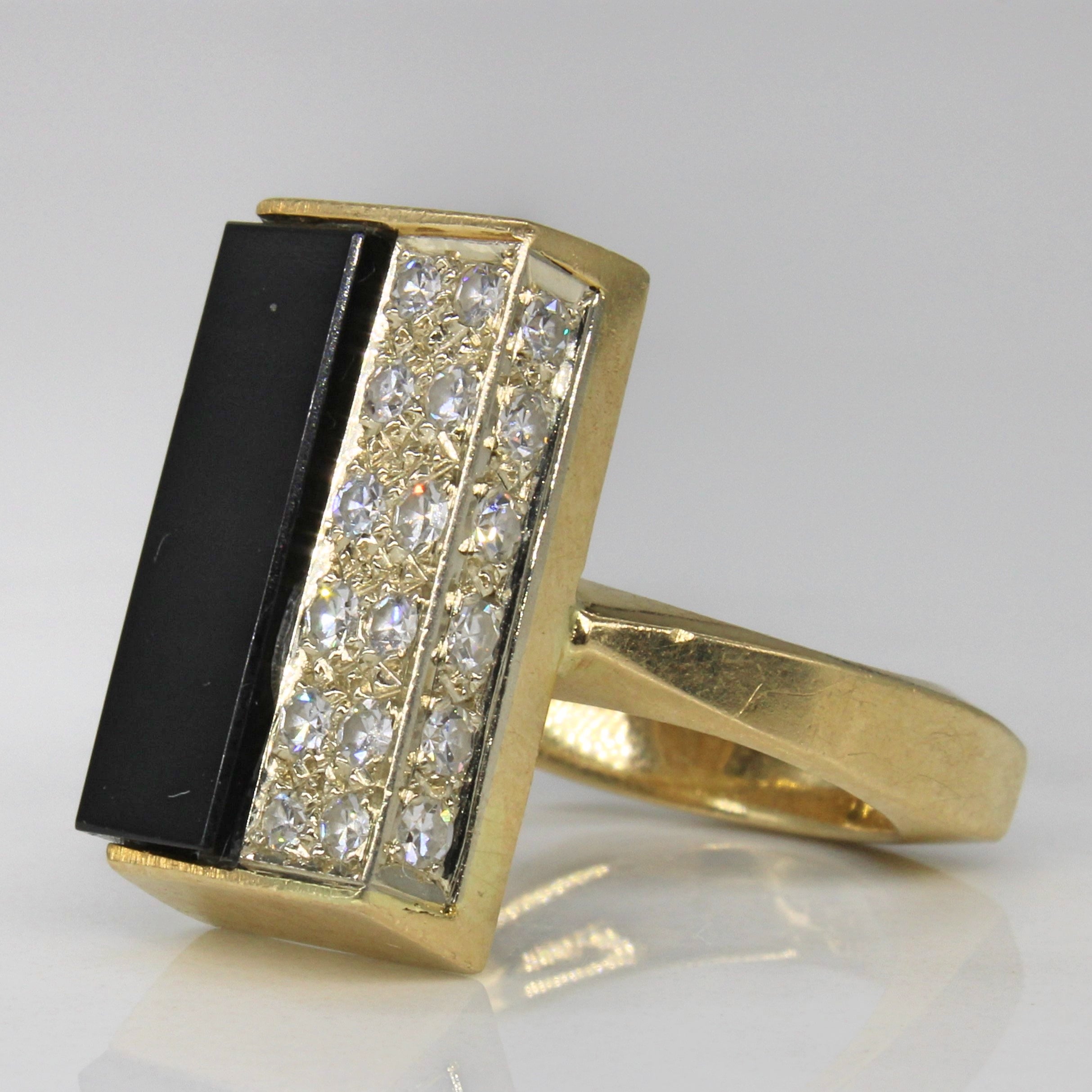 Onyx & Diamond Cocktail Ring | 3.00ct, 0.54ctw | SZ 6 |