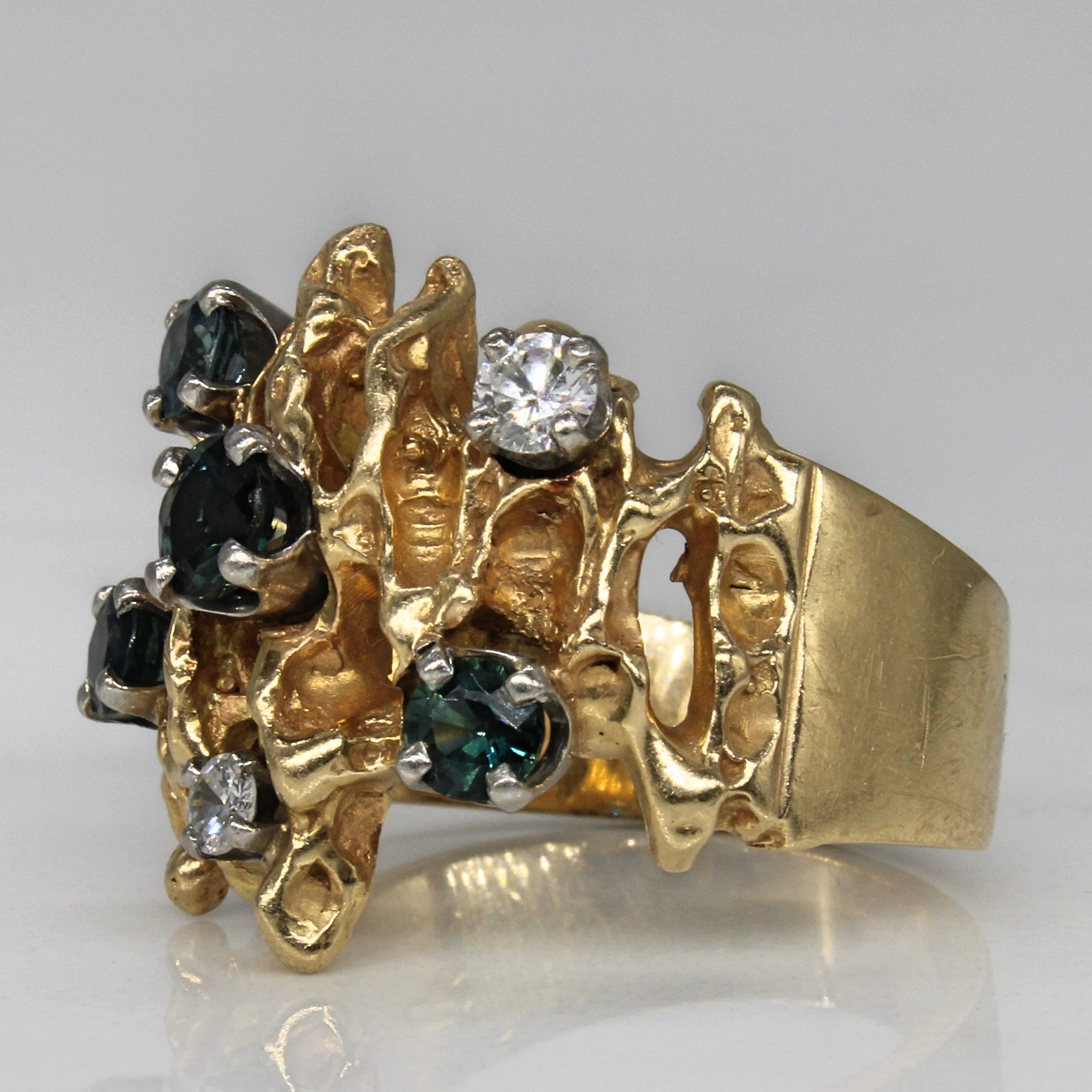 Abstract Sapphire & Diamond Ring | 0.90ctw, 0.16ctw | SZ 7.75 |