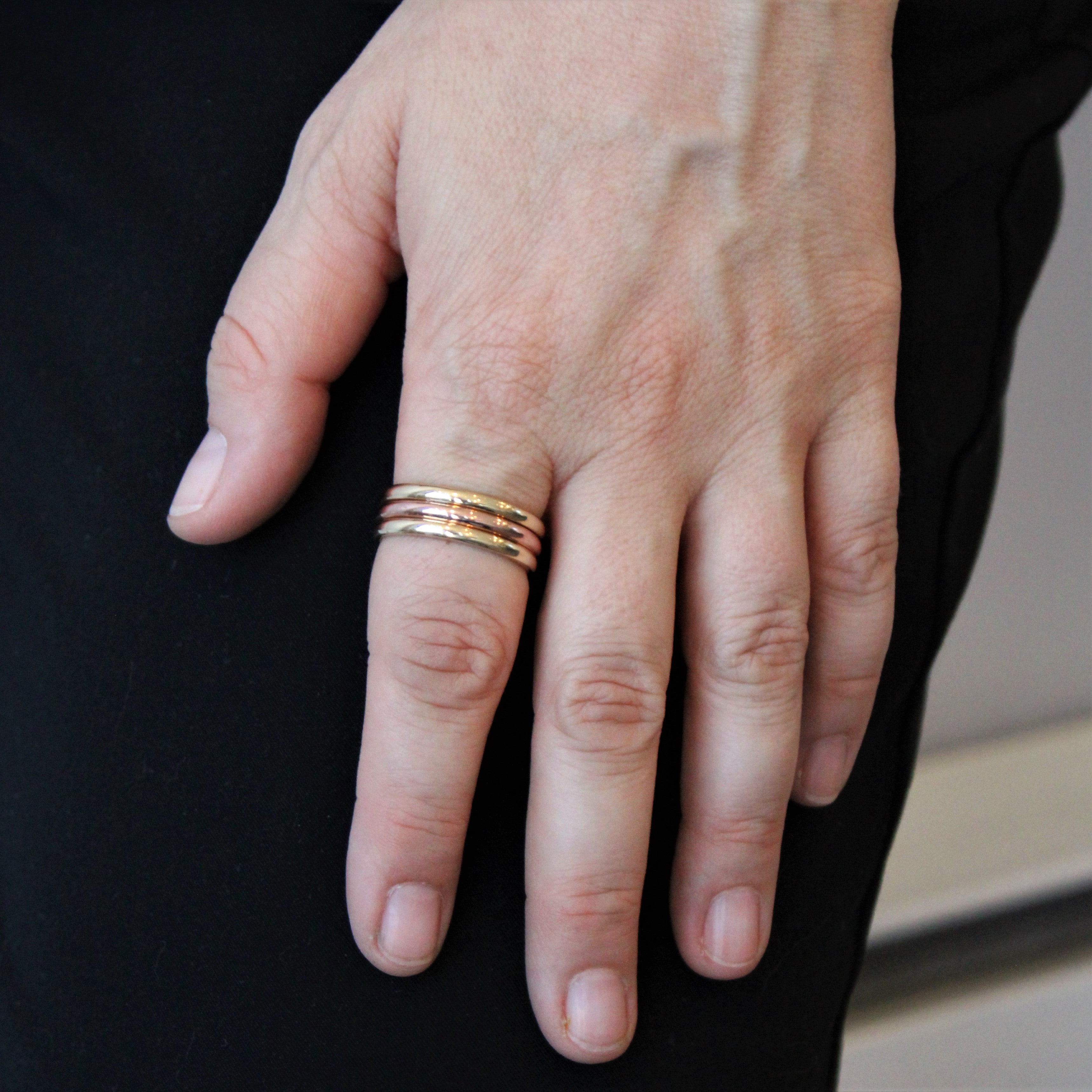 Bague en fil d'or rose et jaune | Taille 11 |