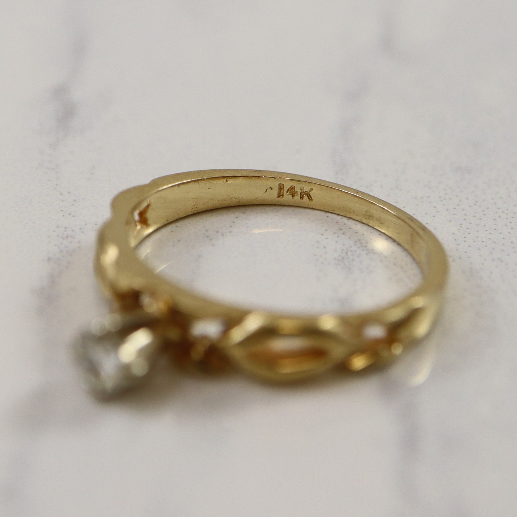 Solitaire Diamond Open Work Ring | 0.13ct | SZ 5.5 |