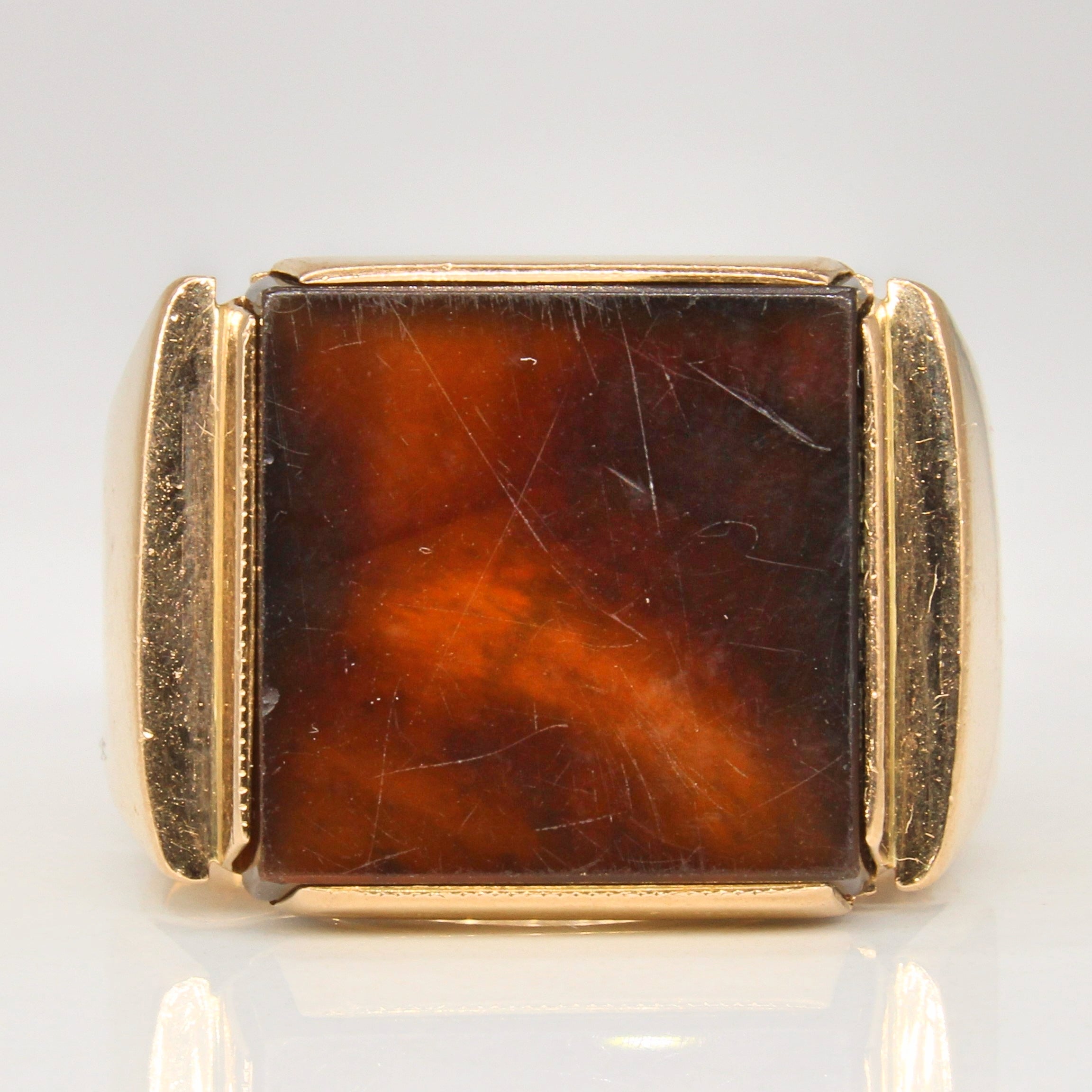 Retro Agate Cocktail Ring | 4.60ct | SZ 7.75 |