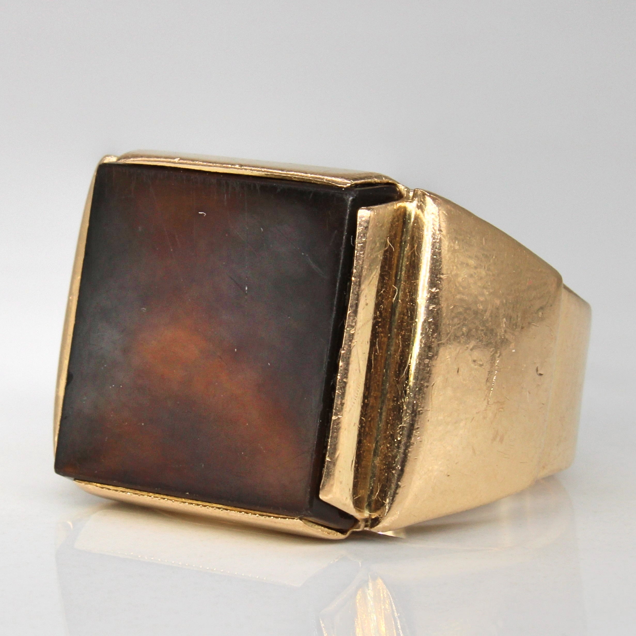 Retro Agate Cocktail Ring | 4.60ct | SZ 7.75 |