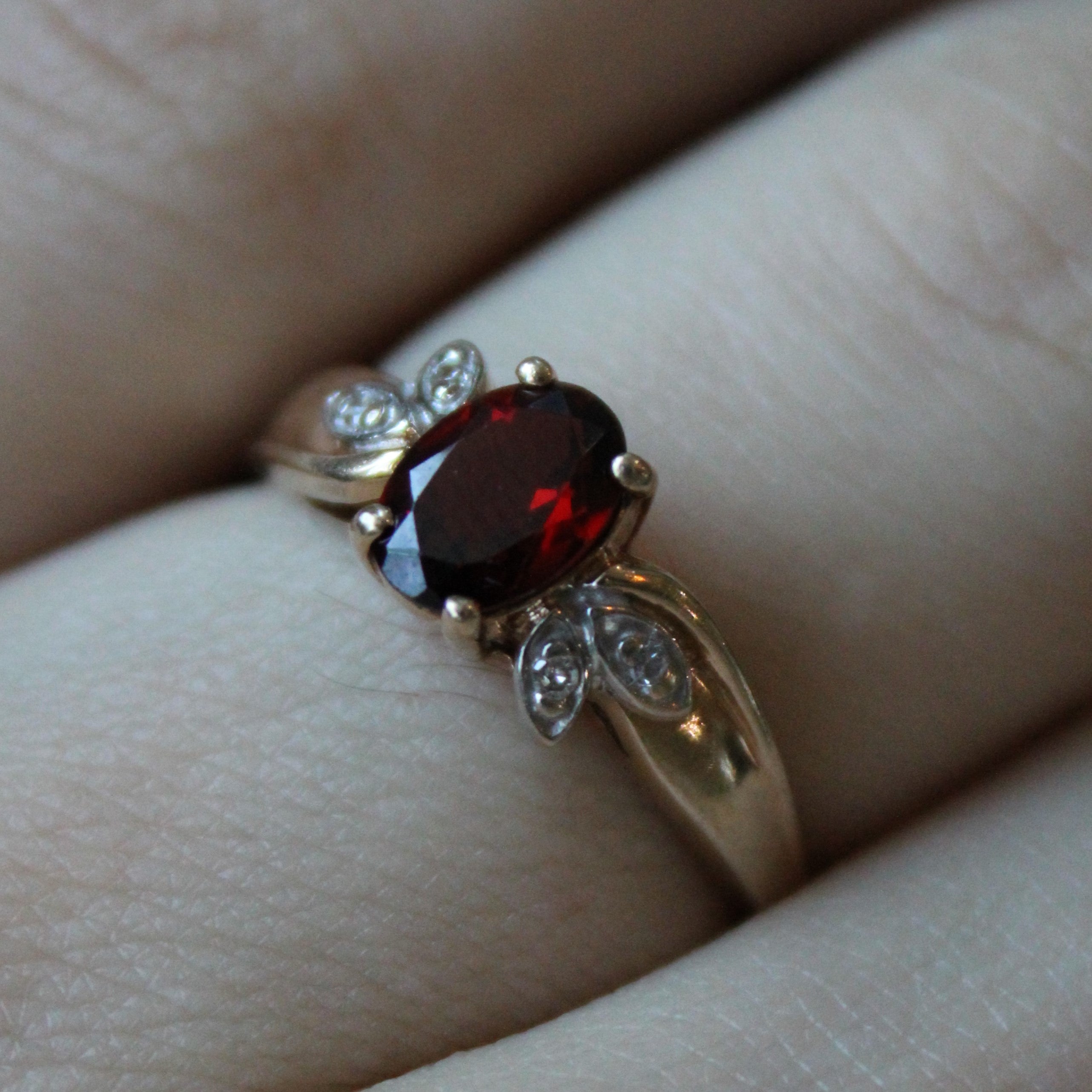 Garnet & Diamond Bypass Ring | 0.75ct, 0.02ctw | SZ 7 |