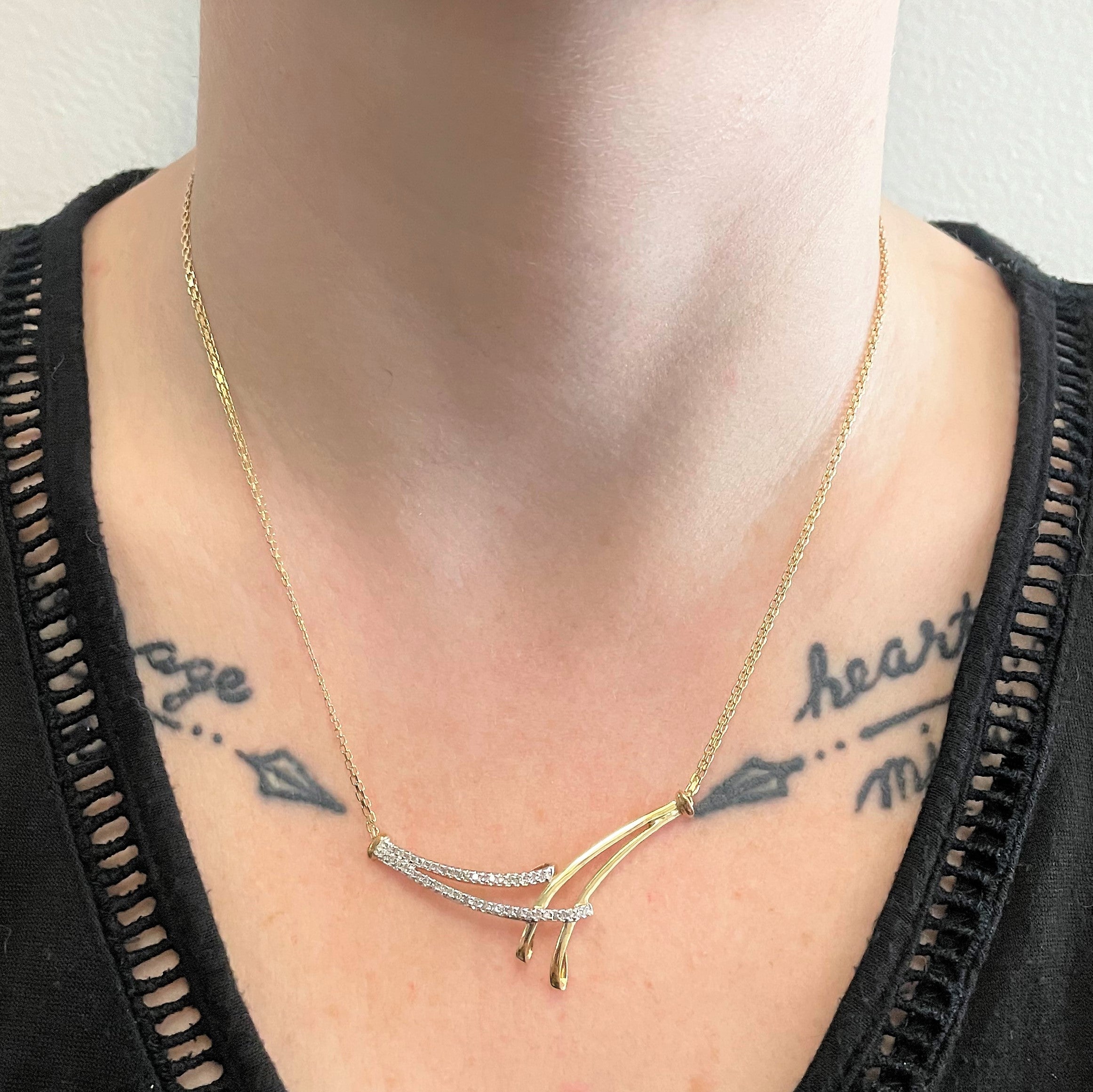 Pave Diamond Bypass Necklace | 0.12ctw | 17" |