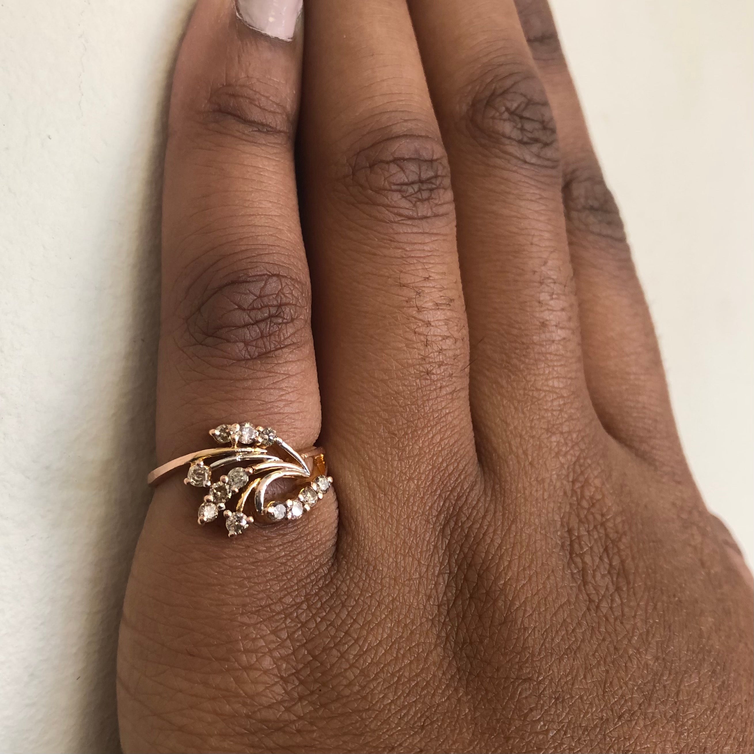 Diamond Swirl Bypass Cocktail Ring | 0.30ctw | SZ 6 |