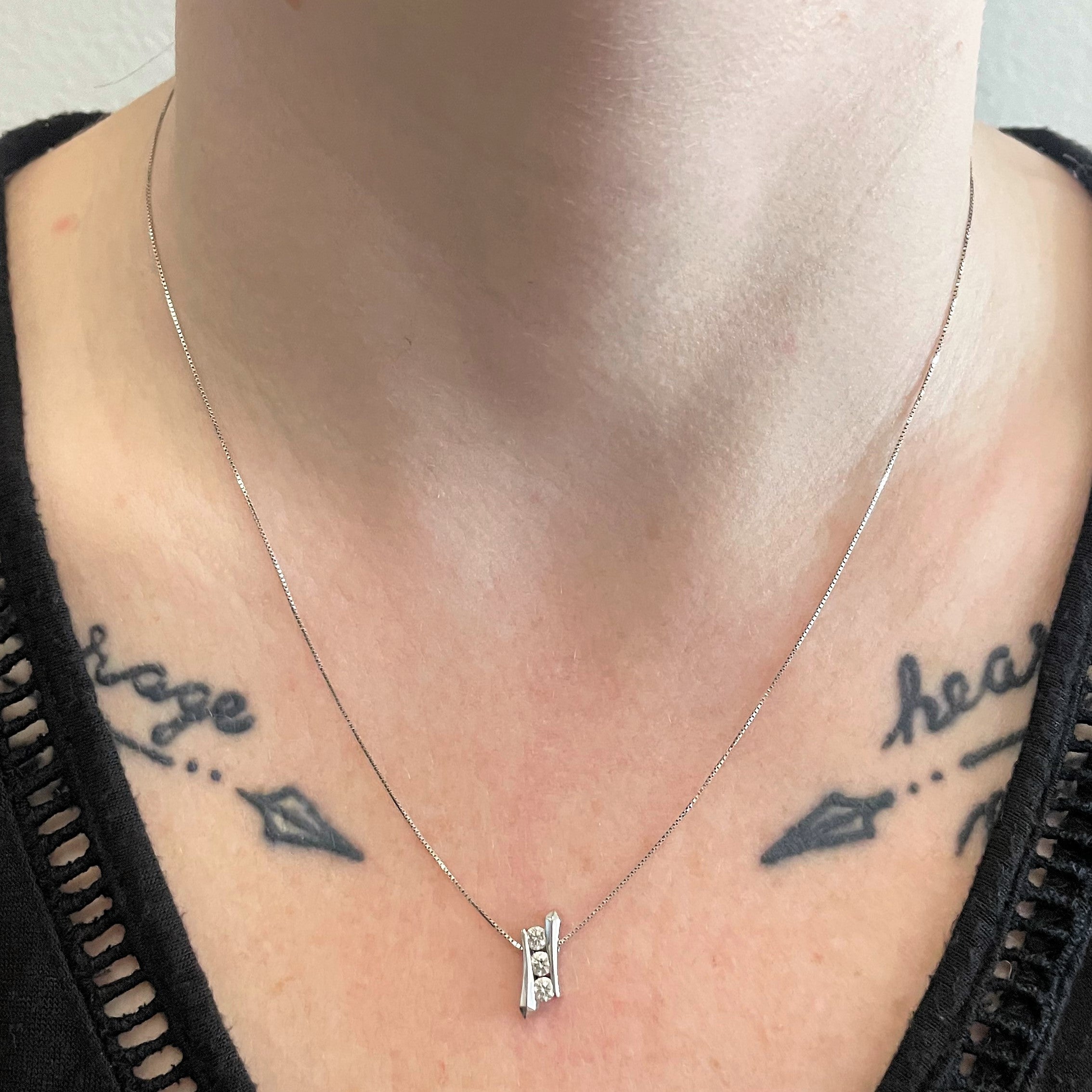 Three Stone Diamond Pendant Necklace | 0.21ctw |