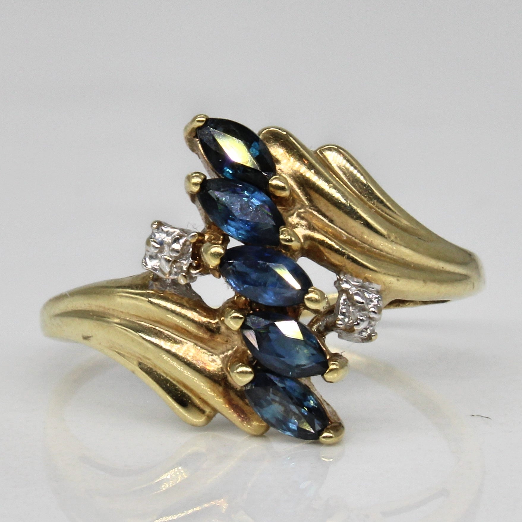 Synthetic Sapphire & Diamond Waterfall Ring | 0.43ctw, 0.01ctw | SZ 5.5 |