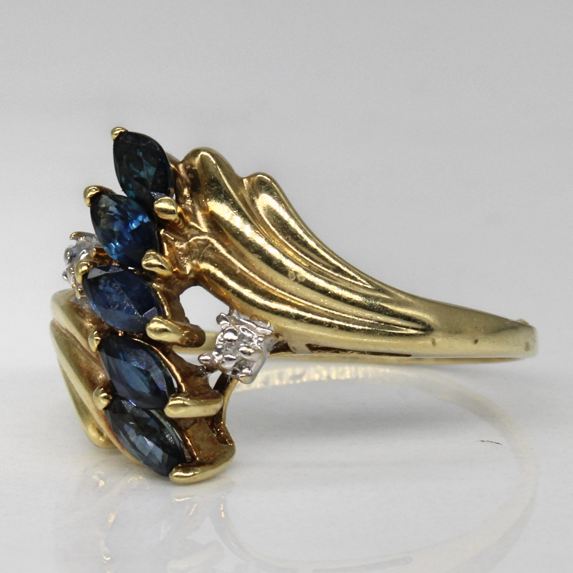 Synthetic Sapphire & Diamond Waterfall Ring | 0.43ctw, 0.01ctw | SZ 5.5 |