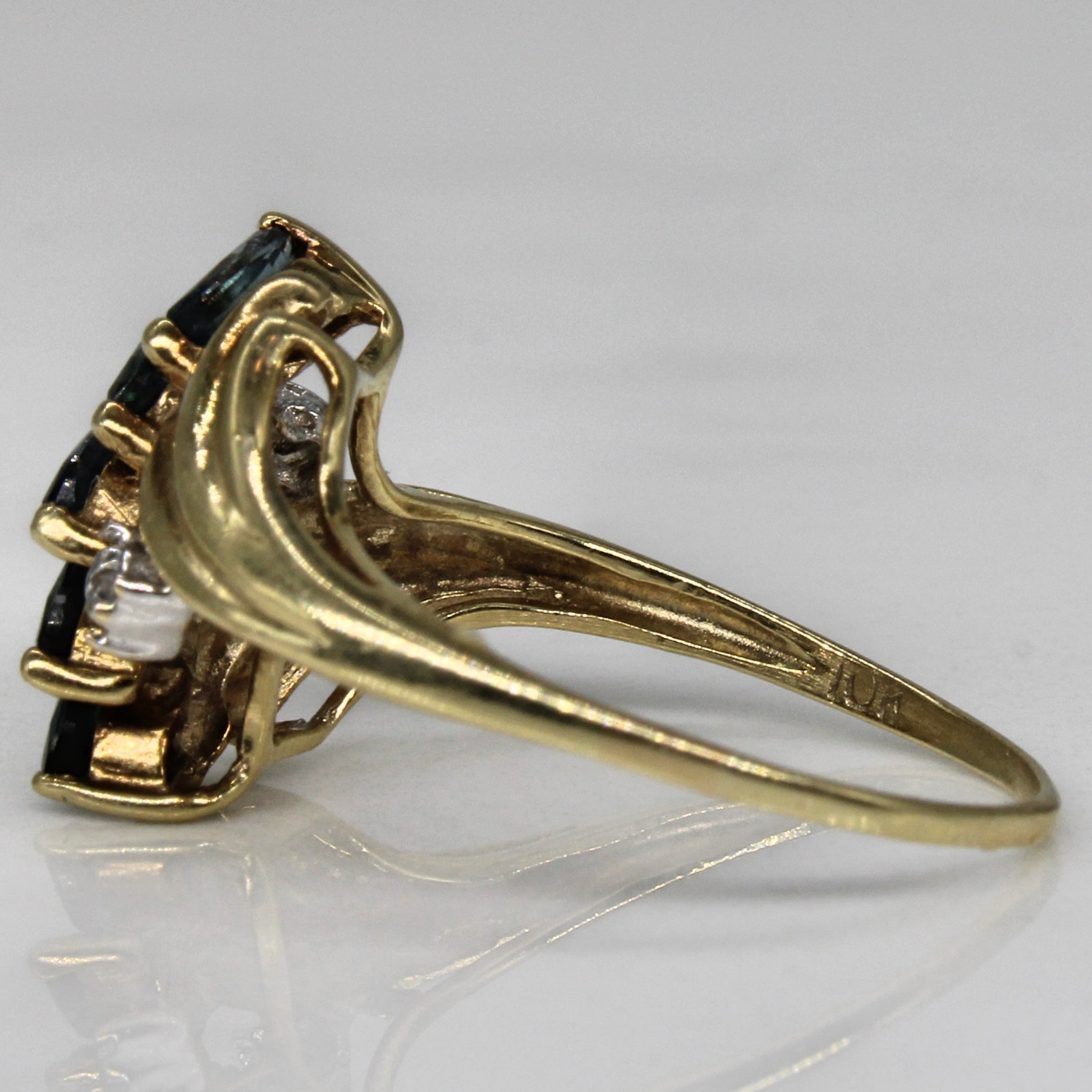 Synthetic Sapphire & Diamond Waterfall Ring | 0.43ctw, 0.01ctw | SZ 5.5 |