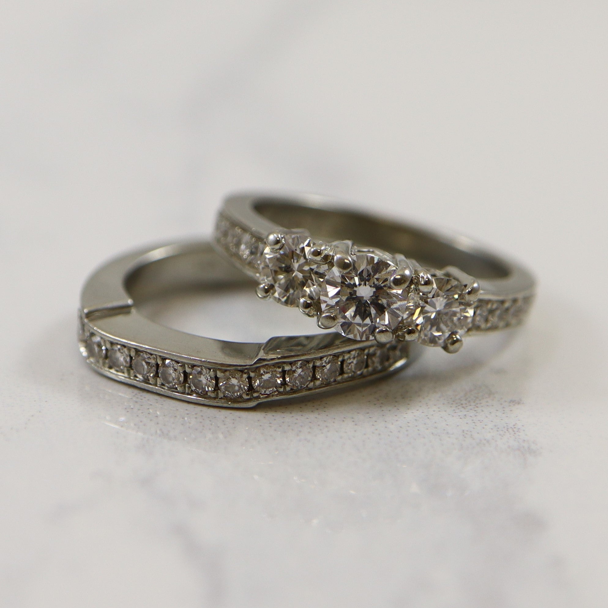 Three Stone Diamond Wedding Set | 1.44ctw | SZ 5.5 |