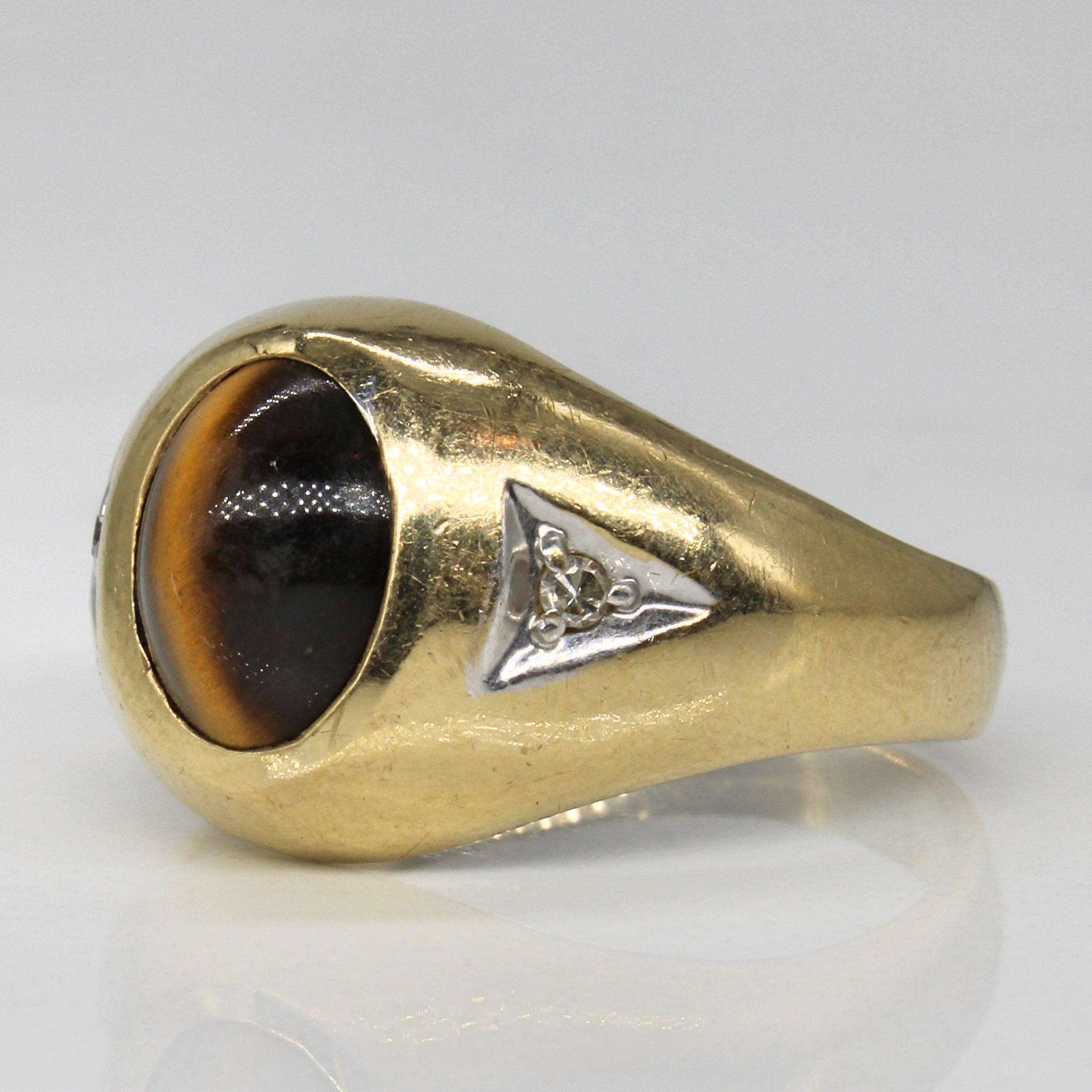 Tiger Eye Simulant & Diamond Ring | 2.00ct, 0.04ctw | SZ 12.25 |