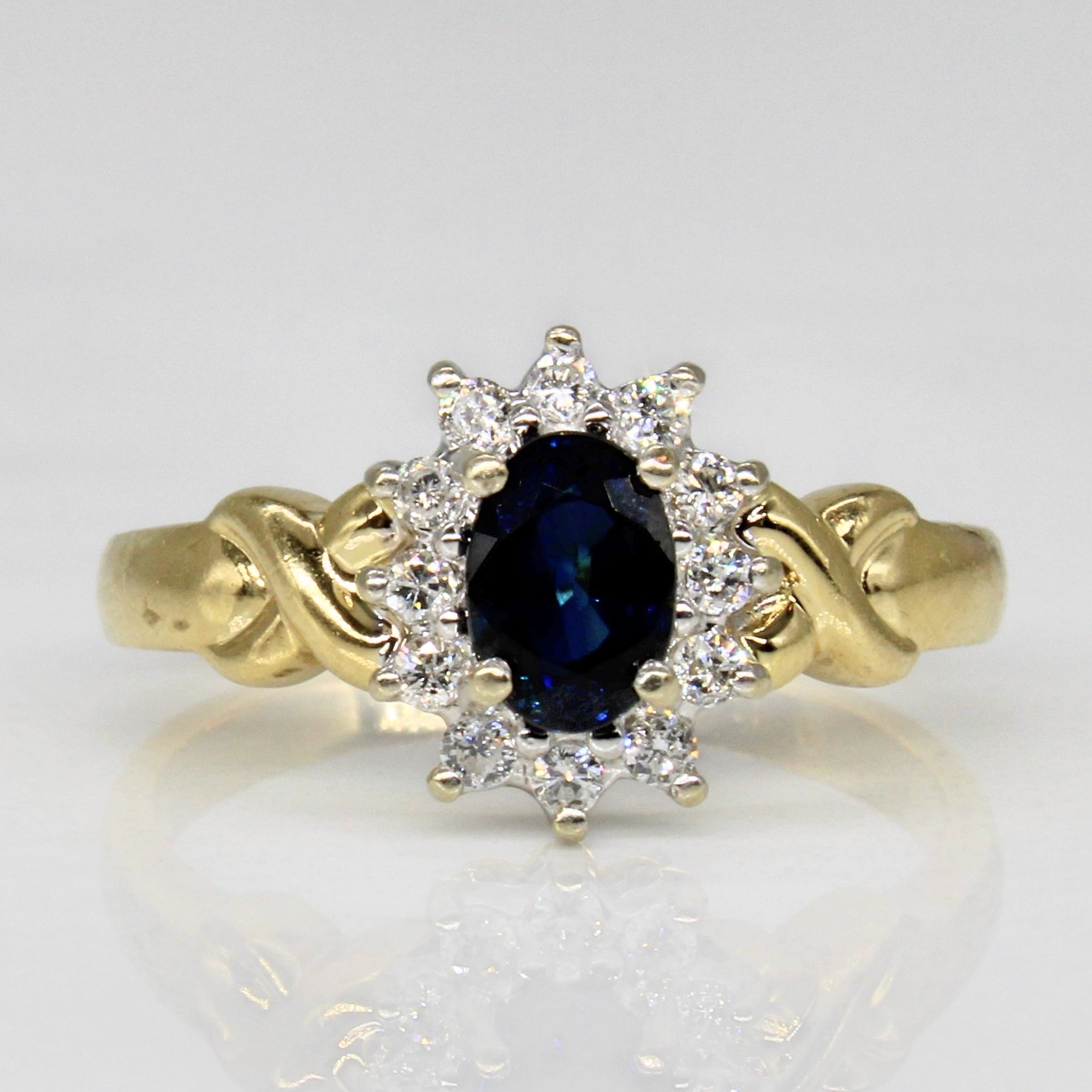 Synthetic Sapphire & Diamond Cocktail Ring | 0.55ct, 0.18ctw | SZ 6.25 |