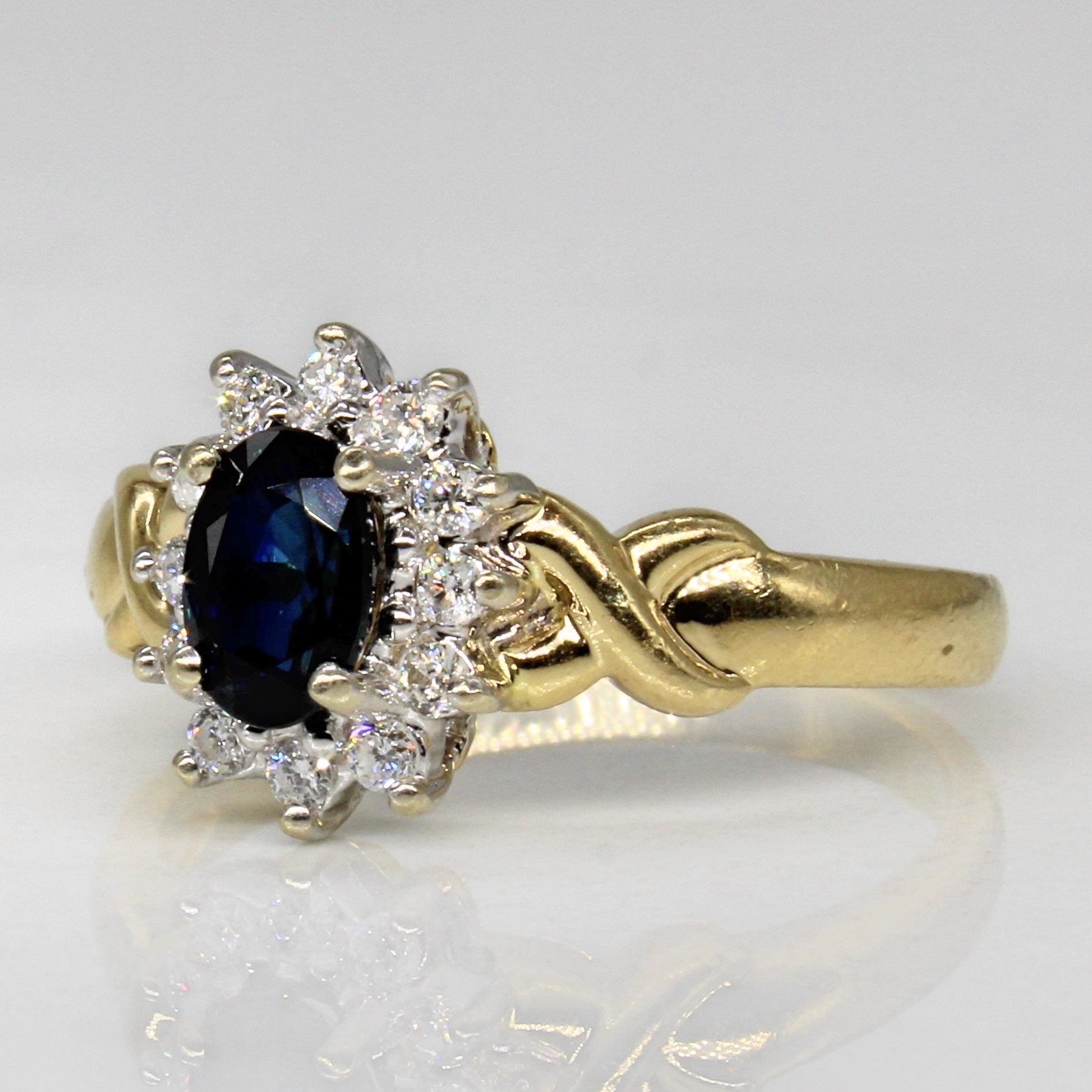 Synthetic Sapphire & Diamond Cocktail Ring | 0.55ct, 0.18ctw | SZ 6.25 |