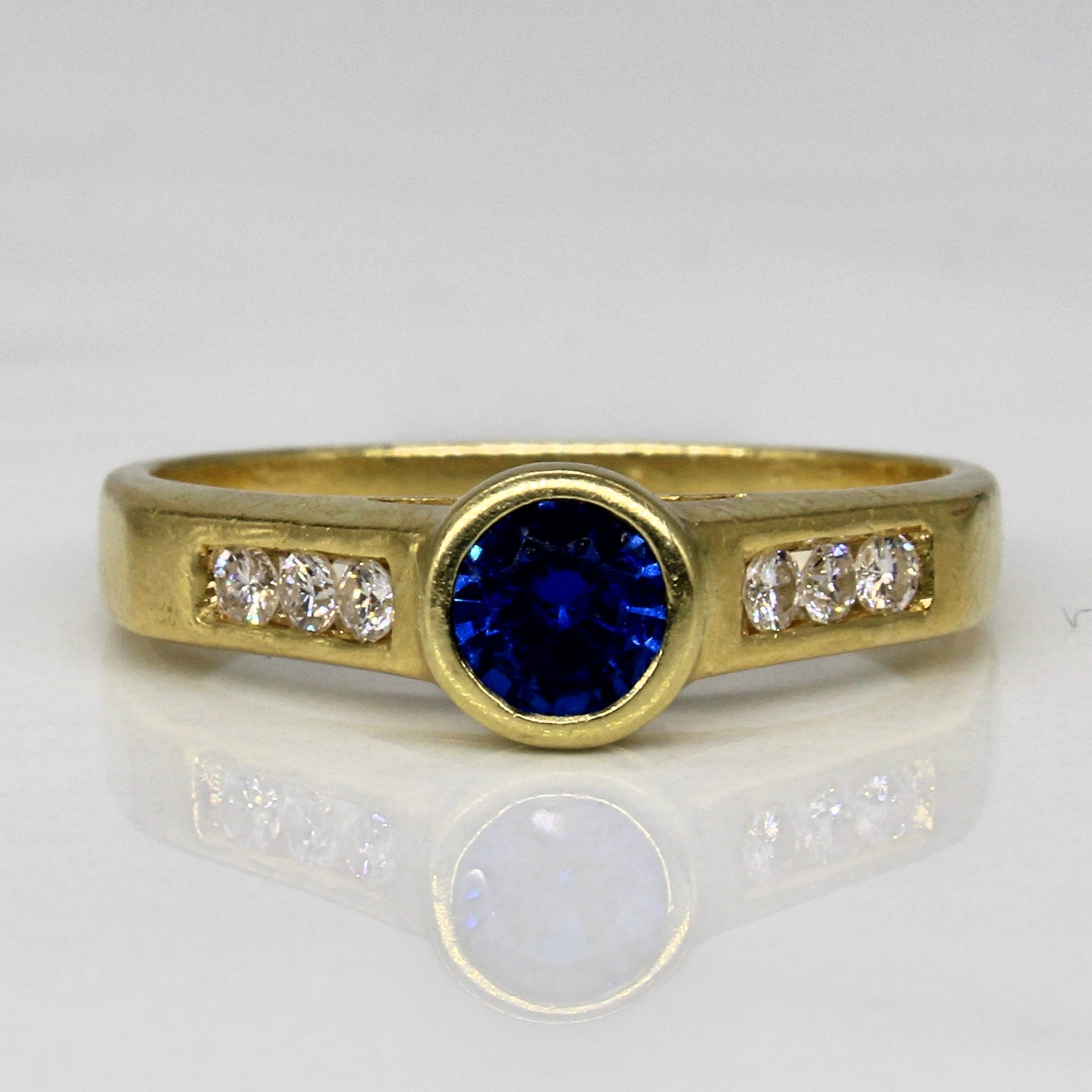 Synthetic Spinel & Diamond High Set Ring | 0.32ct, 0.11ctw | SZ 7 |