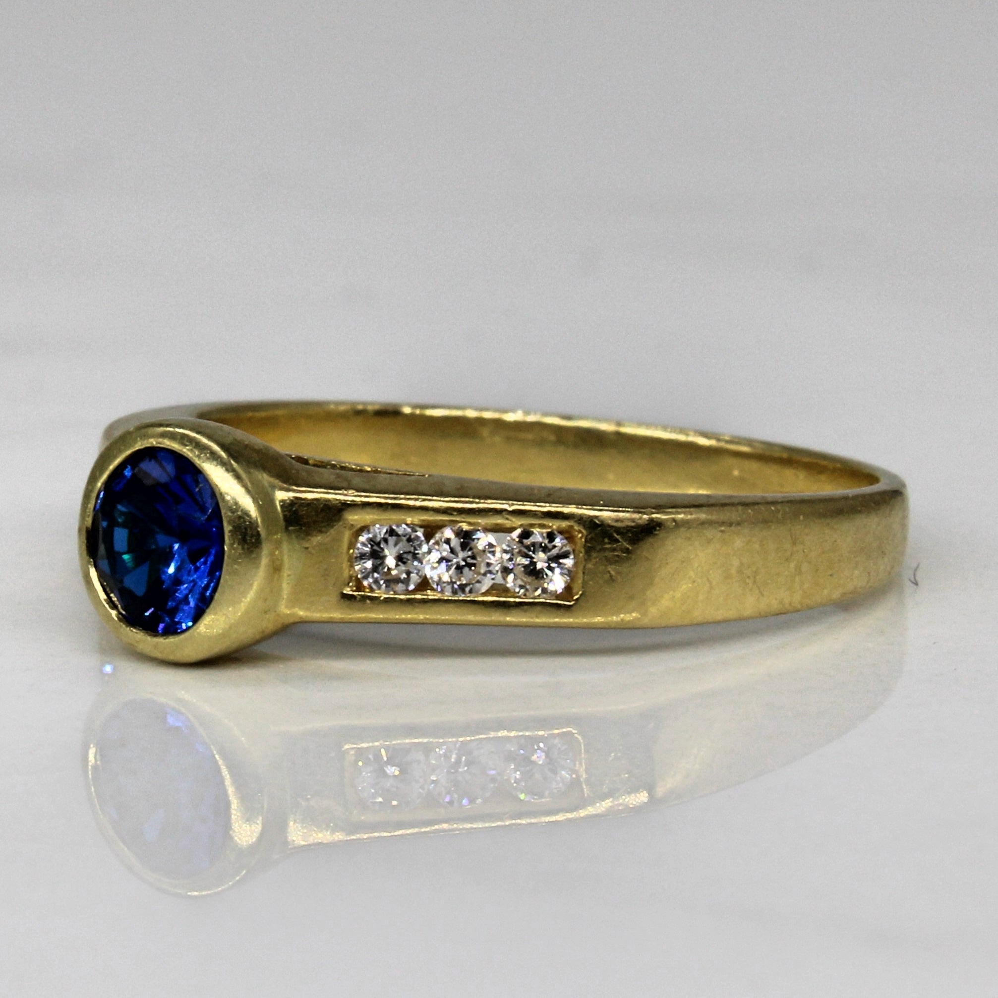 Synthetic Spinel & Diamond High Set Ring | 0.32ct, 0.11ctw | SZ 7 |