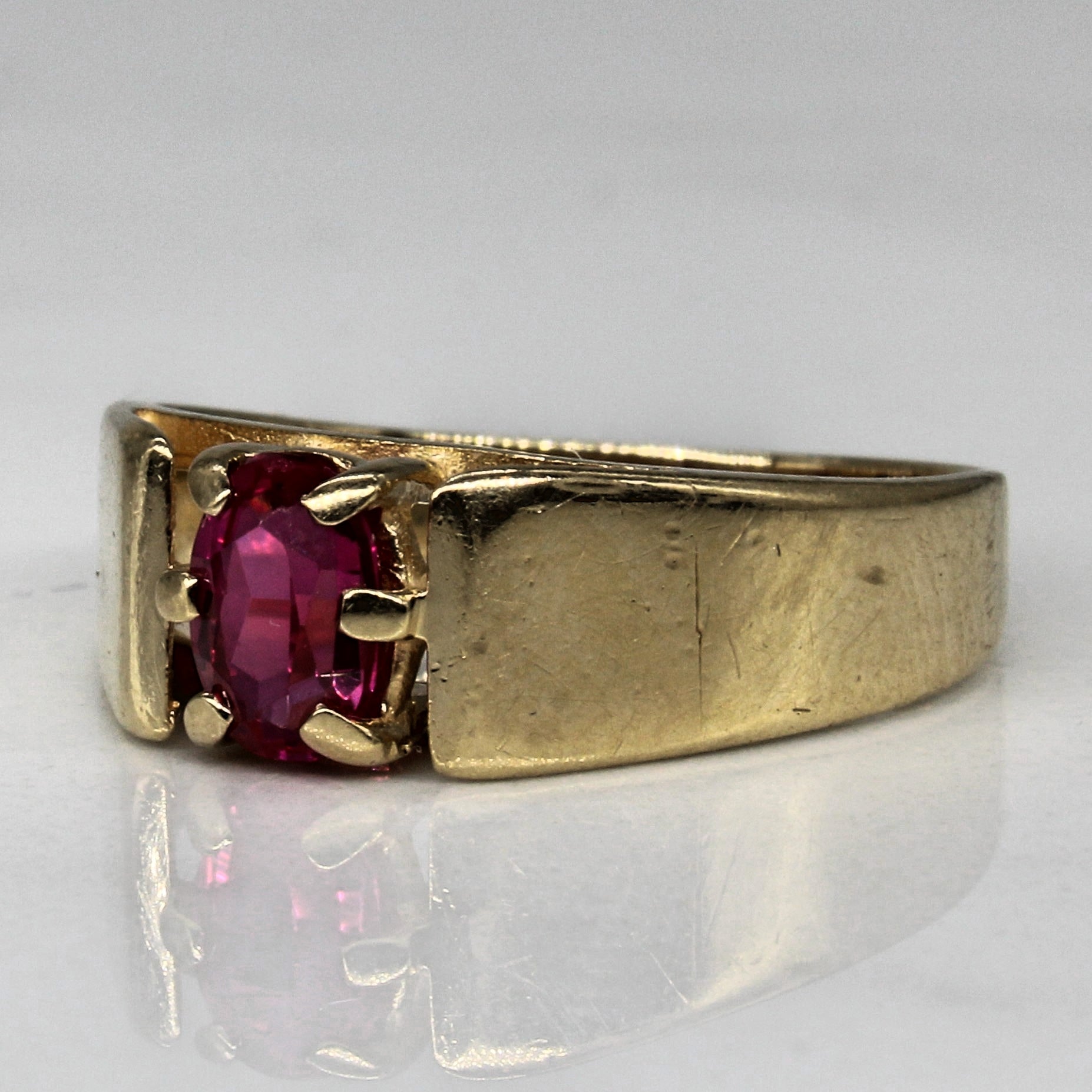 Synthetic Ruby High Set Ring | 0.40ct | SZ 5.75 |