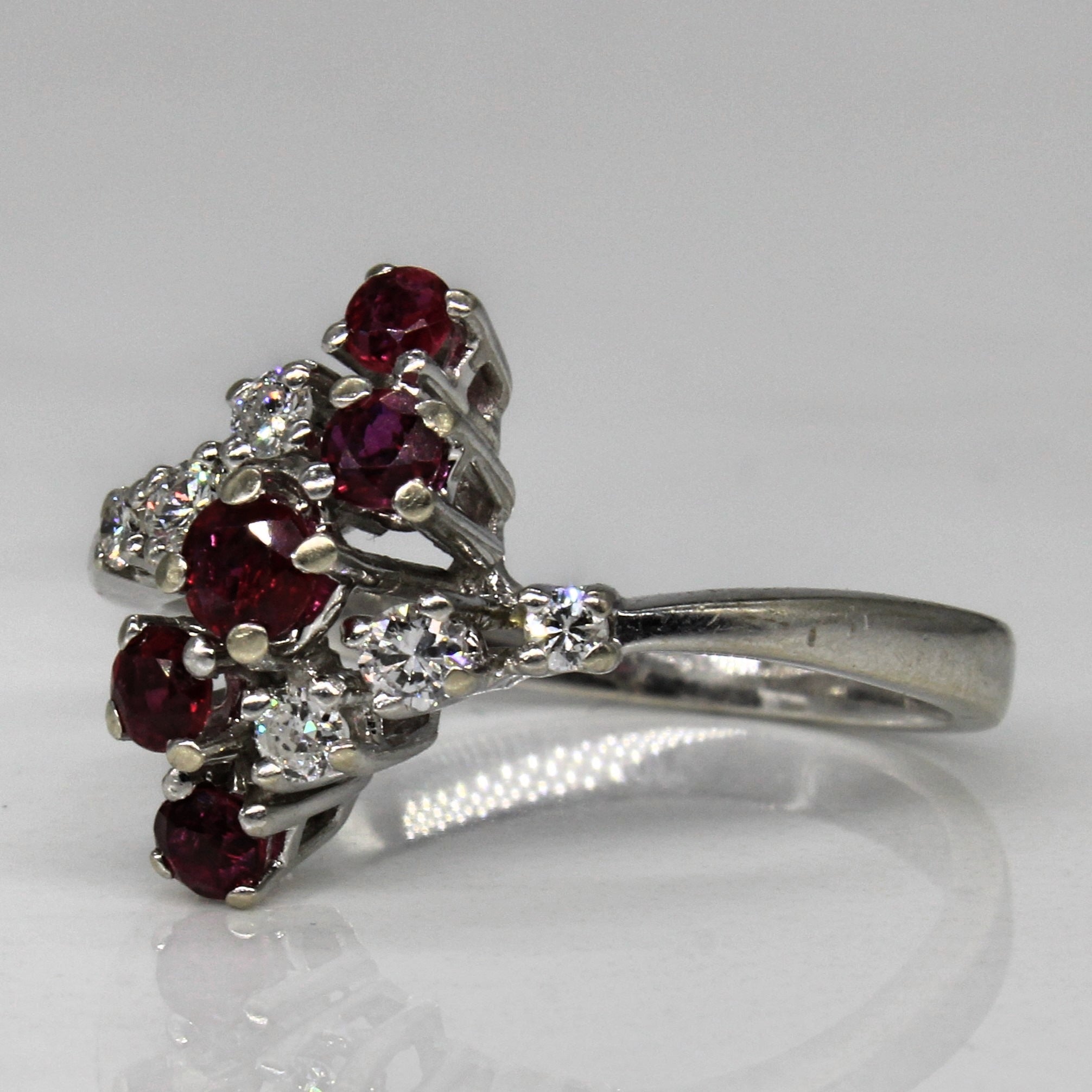Synthetic Ruby & Diamond Waterfall Ring | 0.50ctw, 0.15ctw | SZ 8 |
