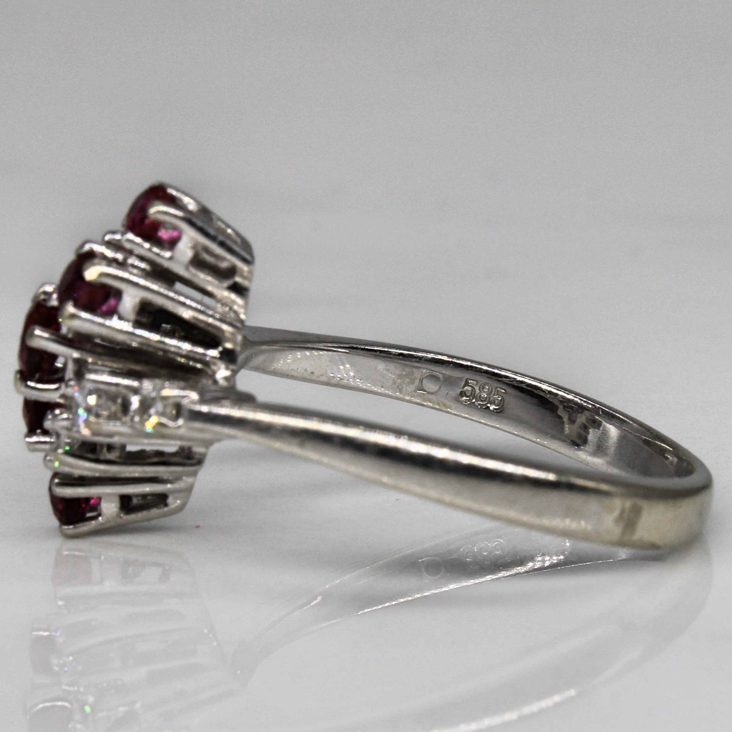 Synthetic Ruby & Diamond Waterfall Ring | 0.50ctw, 0.15ctw | SZ 8 |