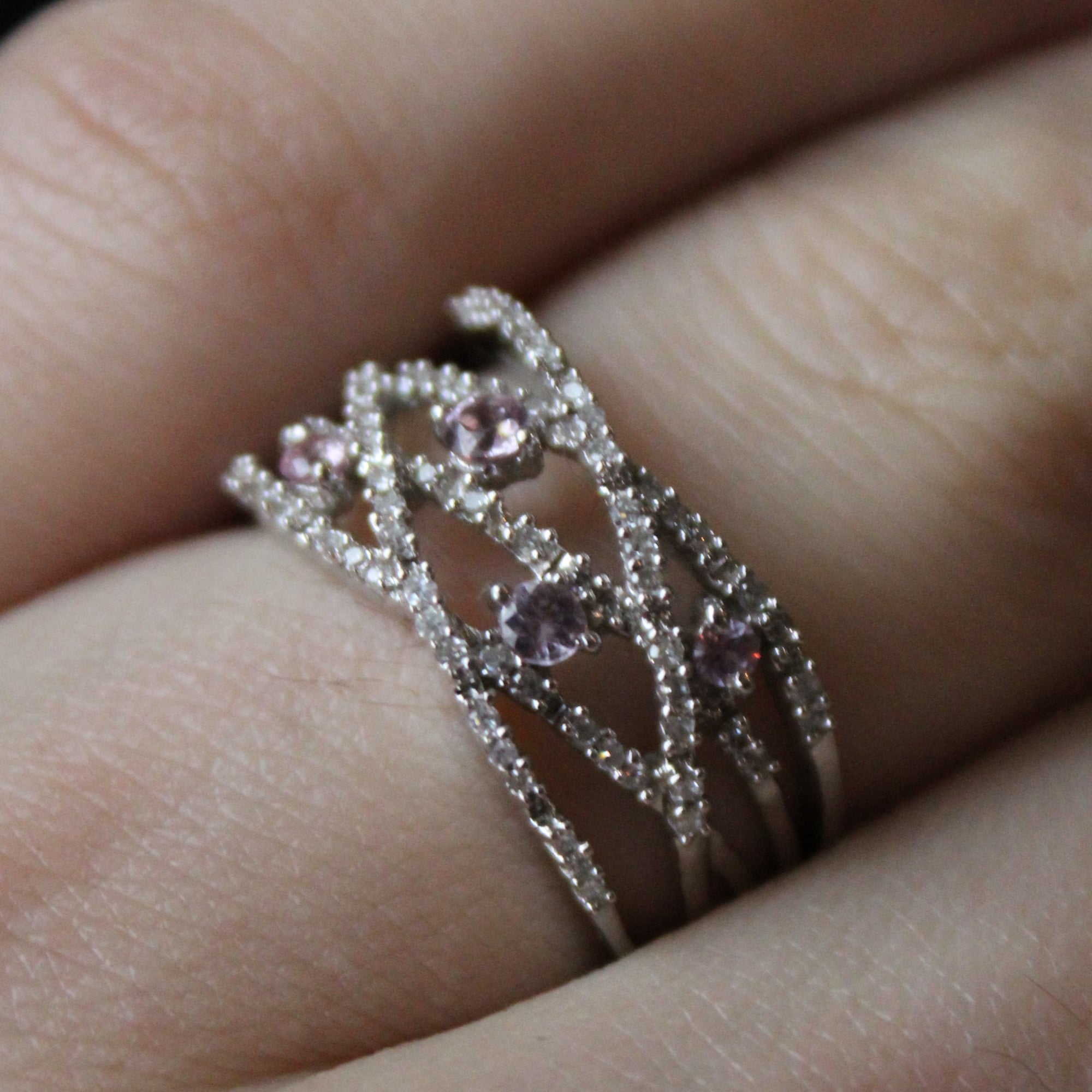 Pink Sapphire & Diamond Woven Ring | 0.25ctw, 0.20ctw | SZ 6.75 |