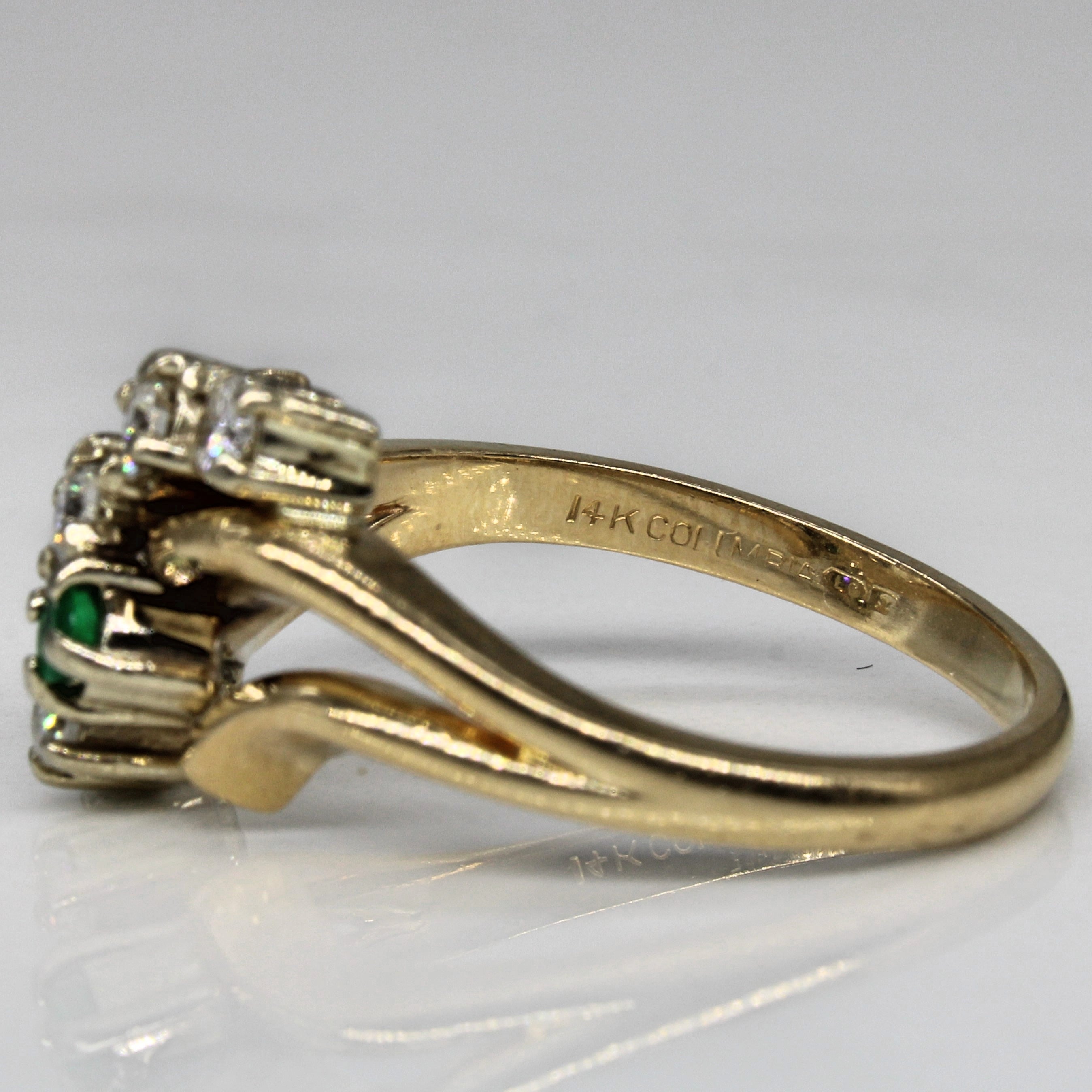 Diamond & Emerald Bypass Cascade Ring | 0.35ctw, 0.05ct | SZ 9.25 |