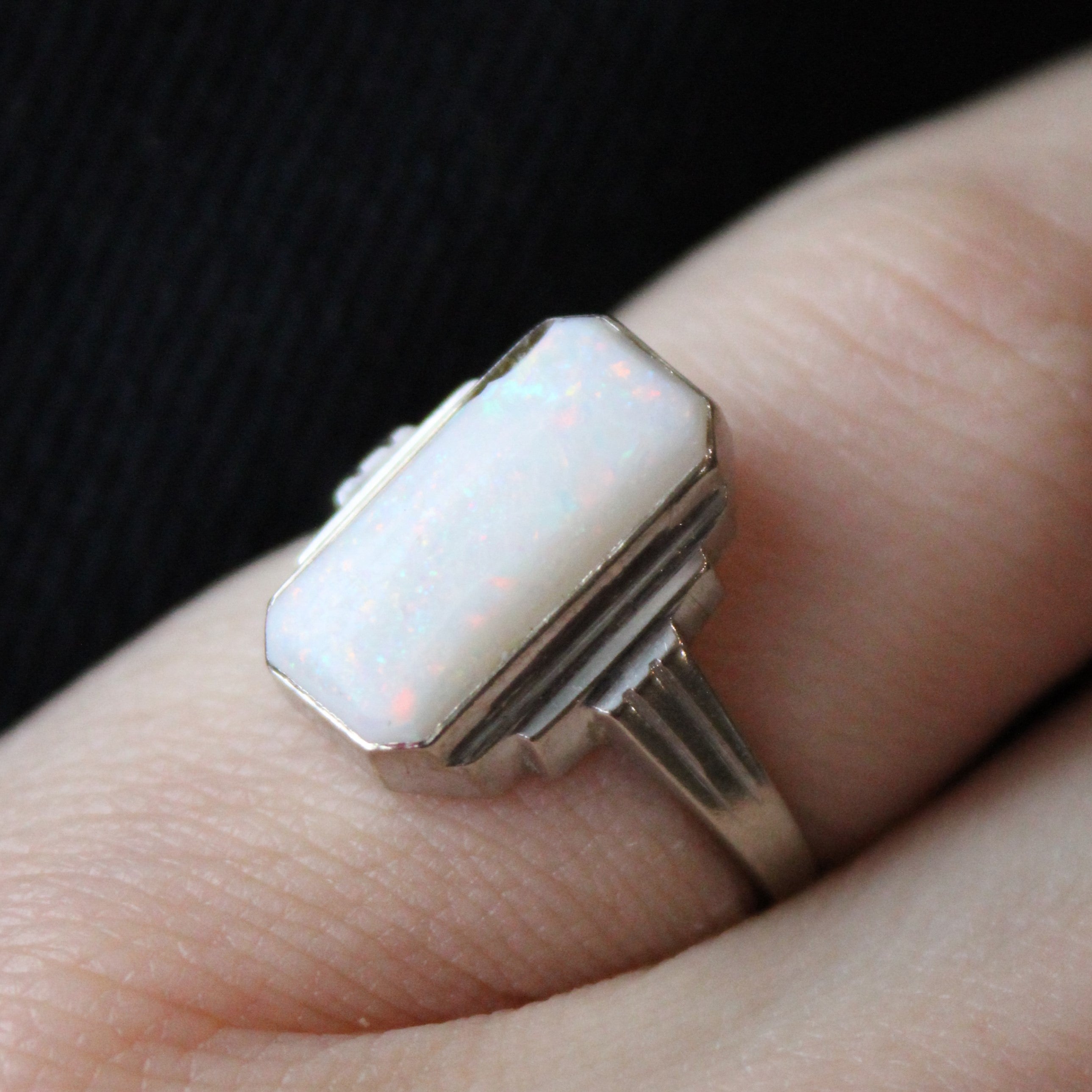 Opal Art Deco Style Ring | 1.50ct | SZ 6.5 |