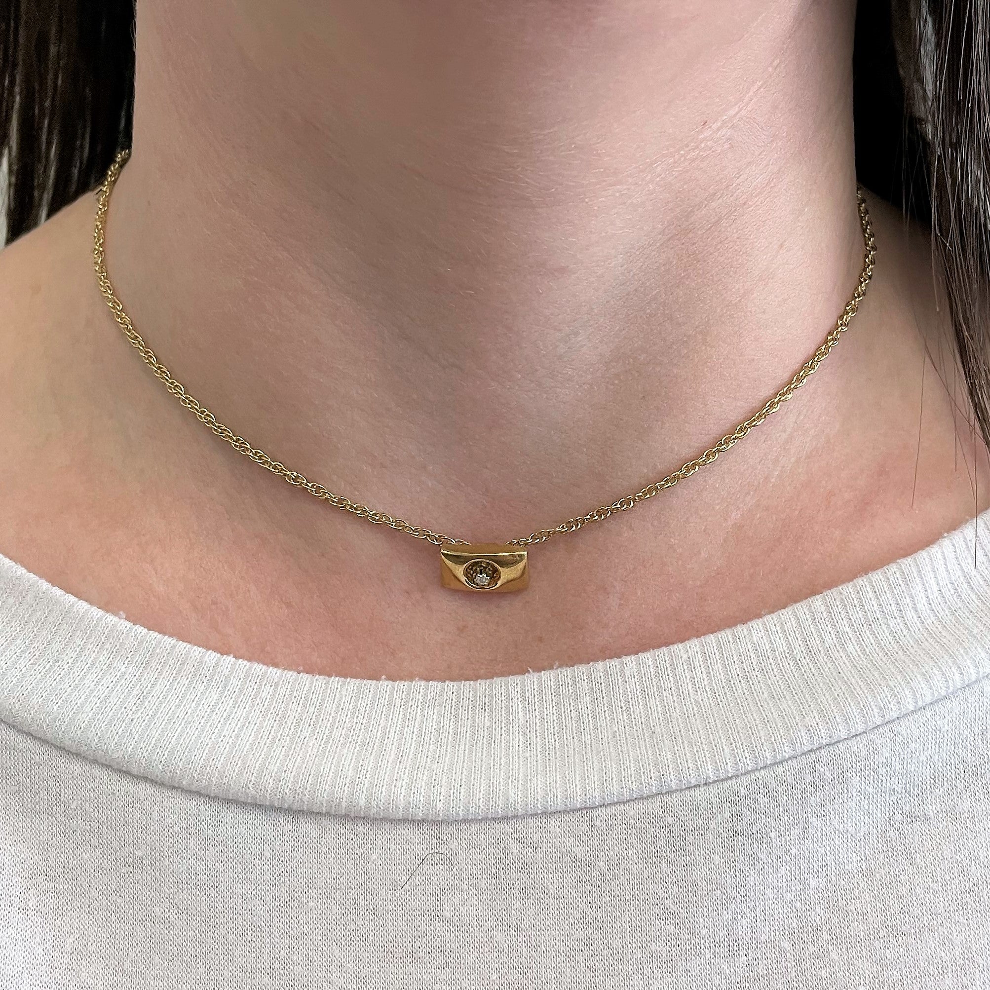 Horizontal Diamond Bar Necklace | 0.02ct | 14" |