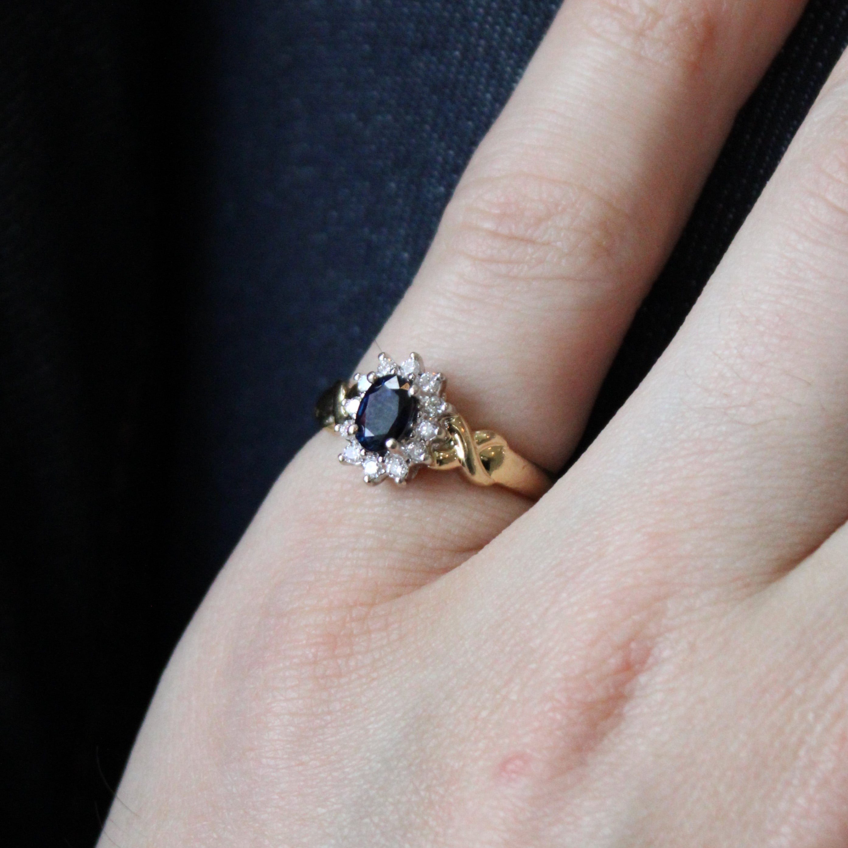Synthetic Sapphire & Diamond Cocktail Ring | 0.55ct, 0.18ctw | SZ 6.25 |