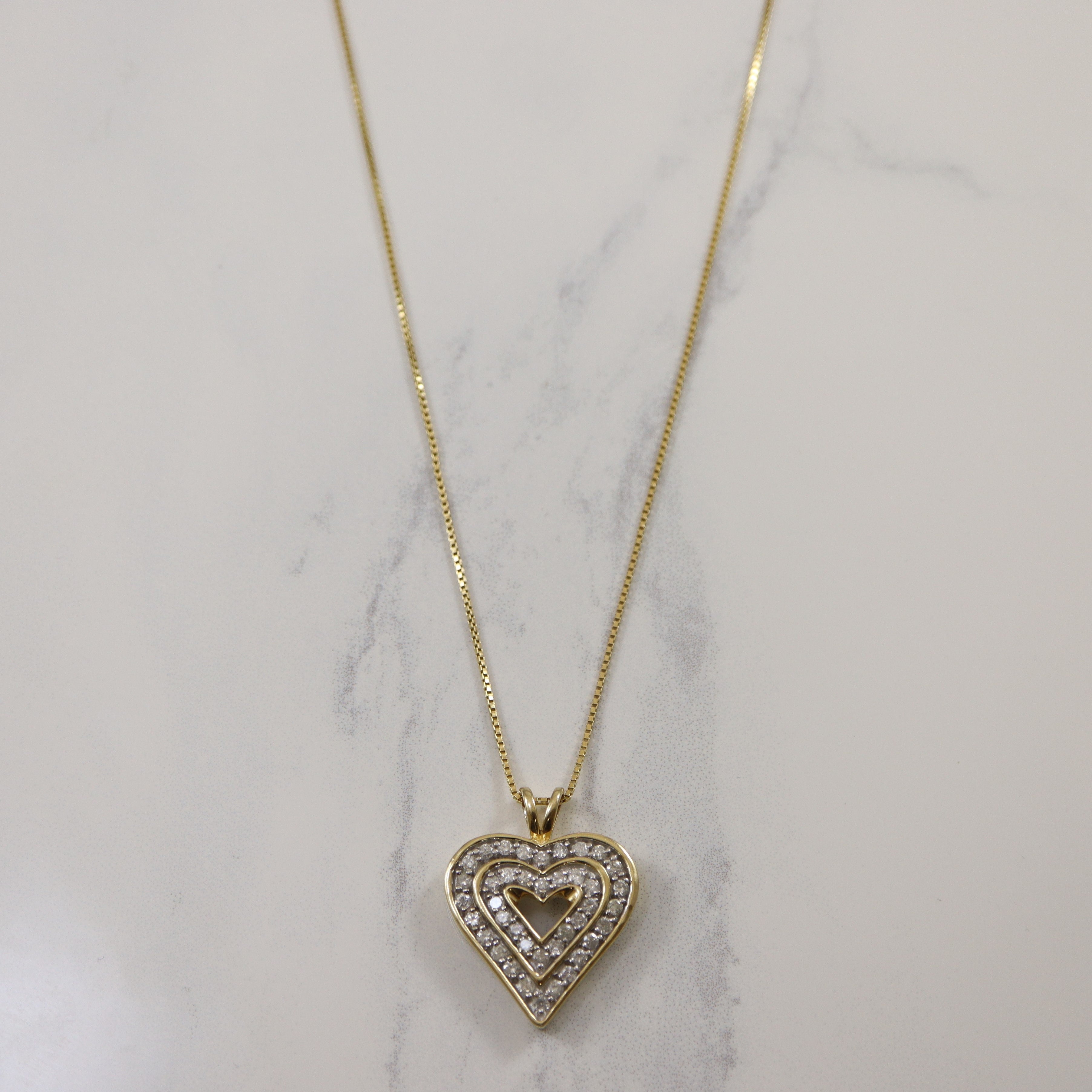 Channel Set Diamond Heart Necklace | 0.70ctw | 34" |