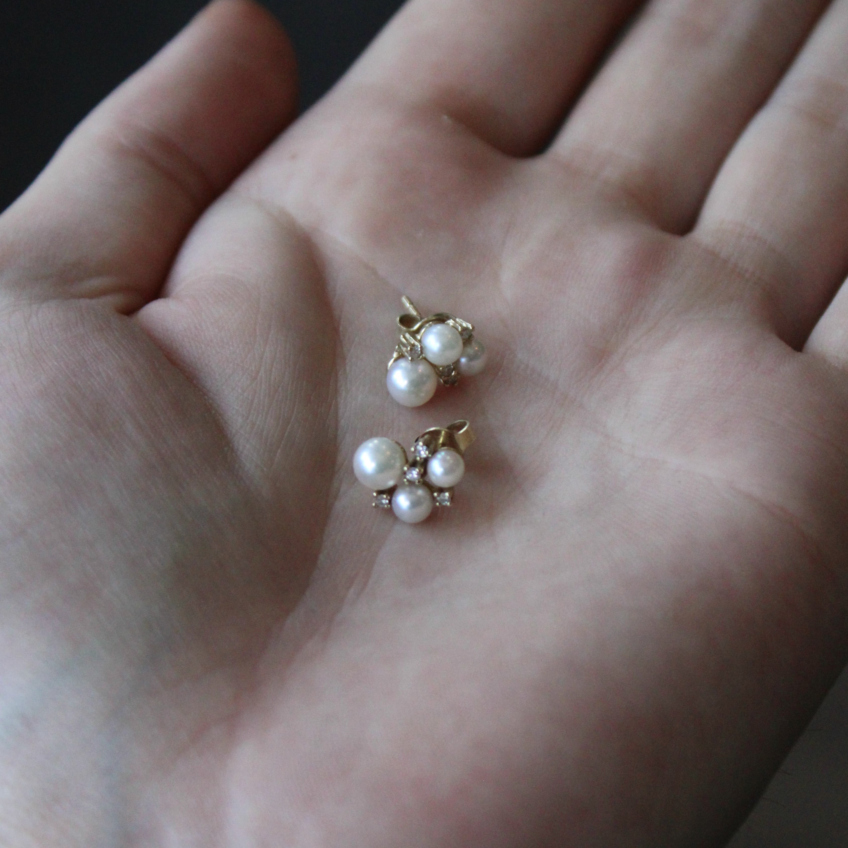 Pearl & Diamond Cluster Earrings | 0.04ctw |