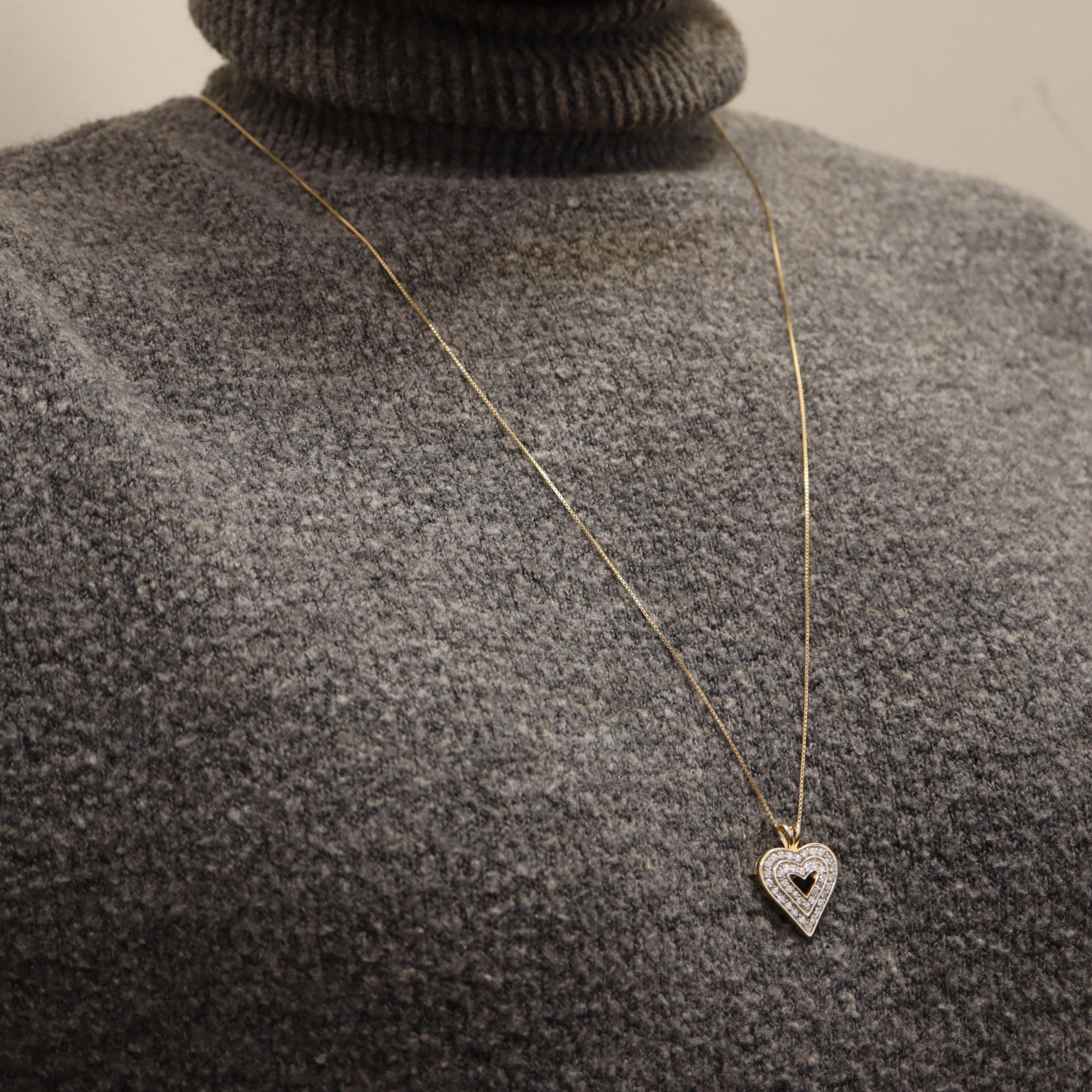 Channel Set Diamond Heart Necklace | 0.70ctw | 34" |