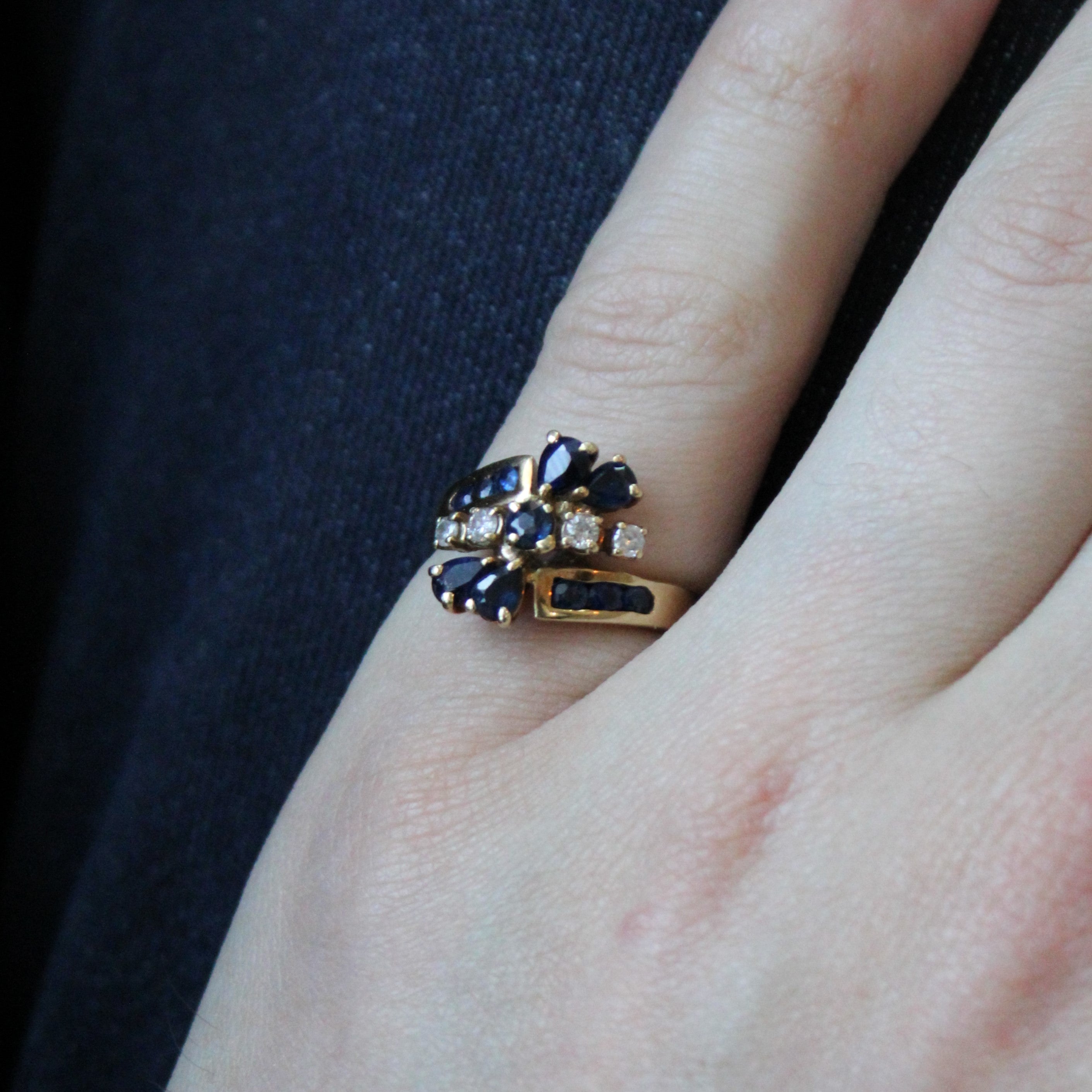 Unique Sapphire & Diamond Bypass Ring | 0.72ctw, 0.12ctw | SZ 8 |
