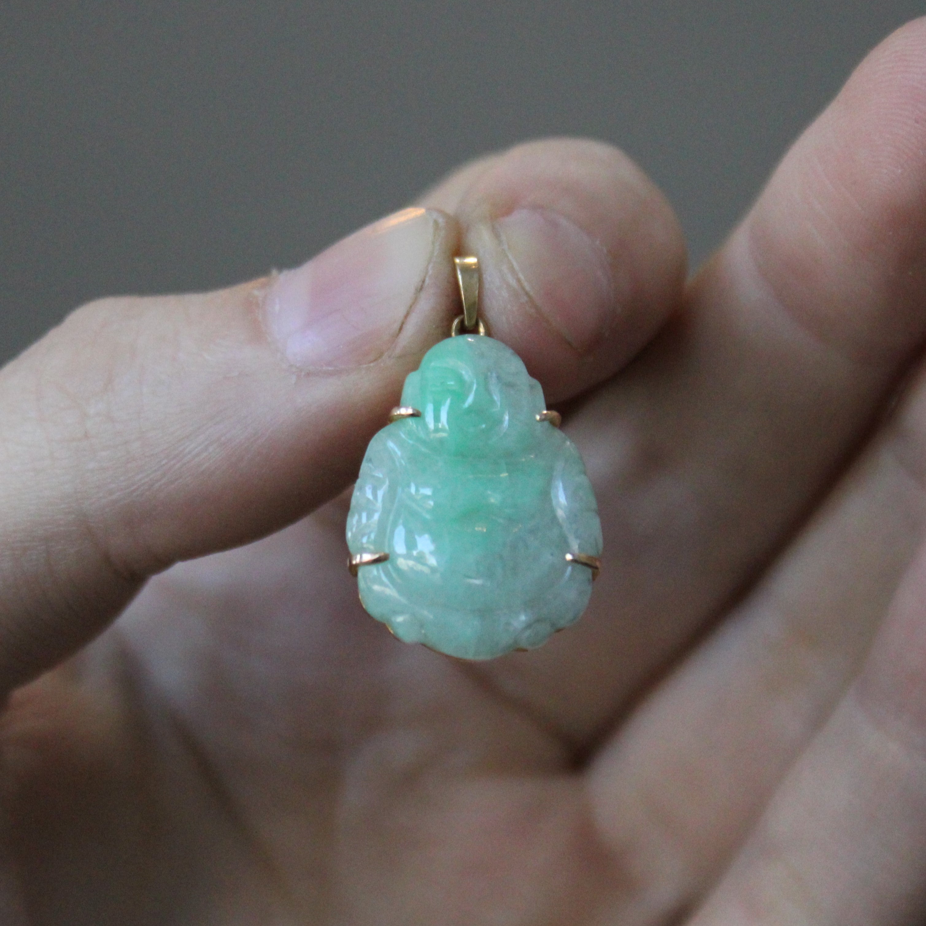 Carved Jadeite Buddha Pendant | 18.00ct |