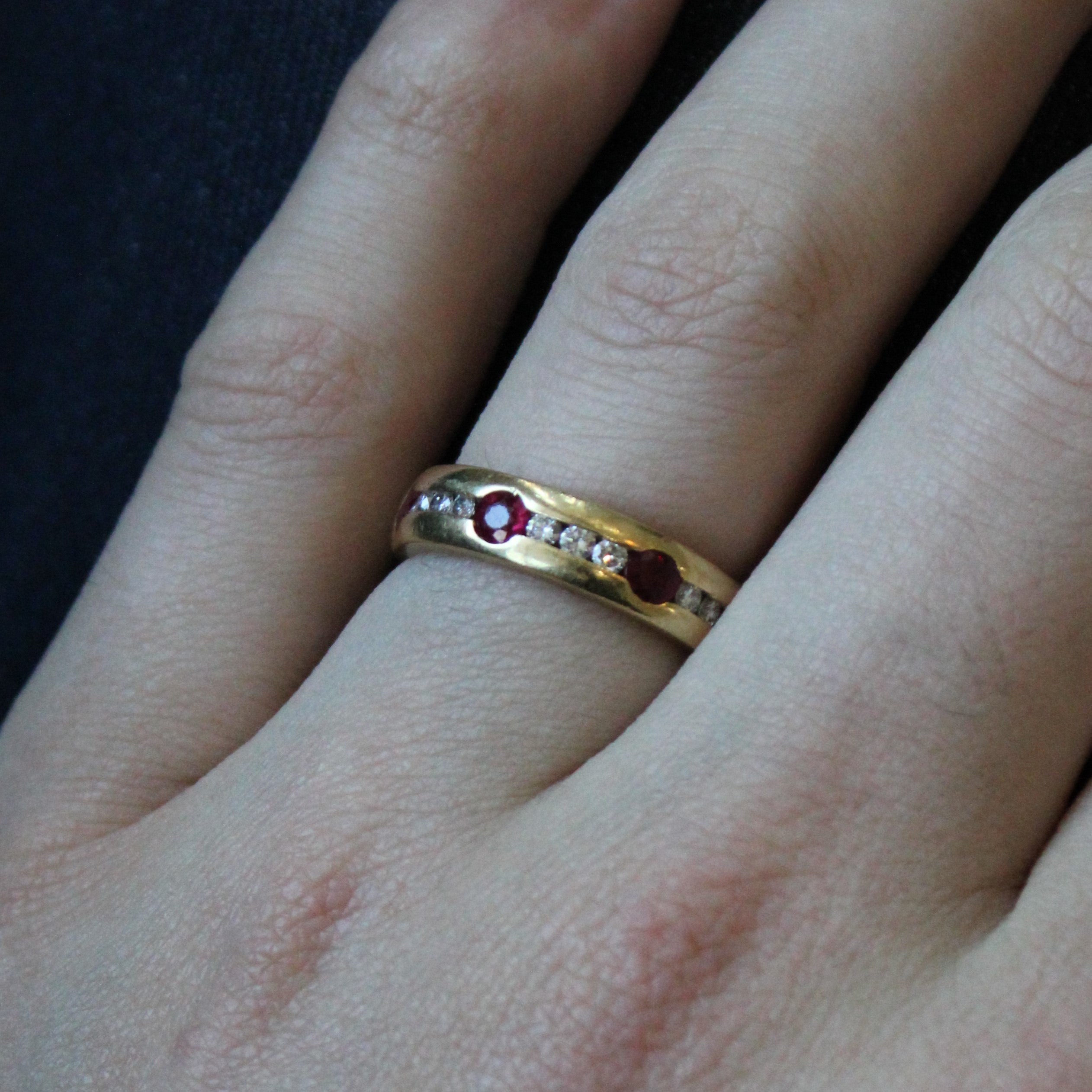Synthetic Ruby & Diamond Ring | 0.60ctw, 0.23ctw | SZ 8 |