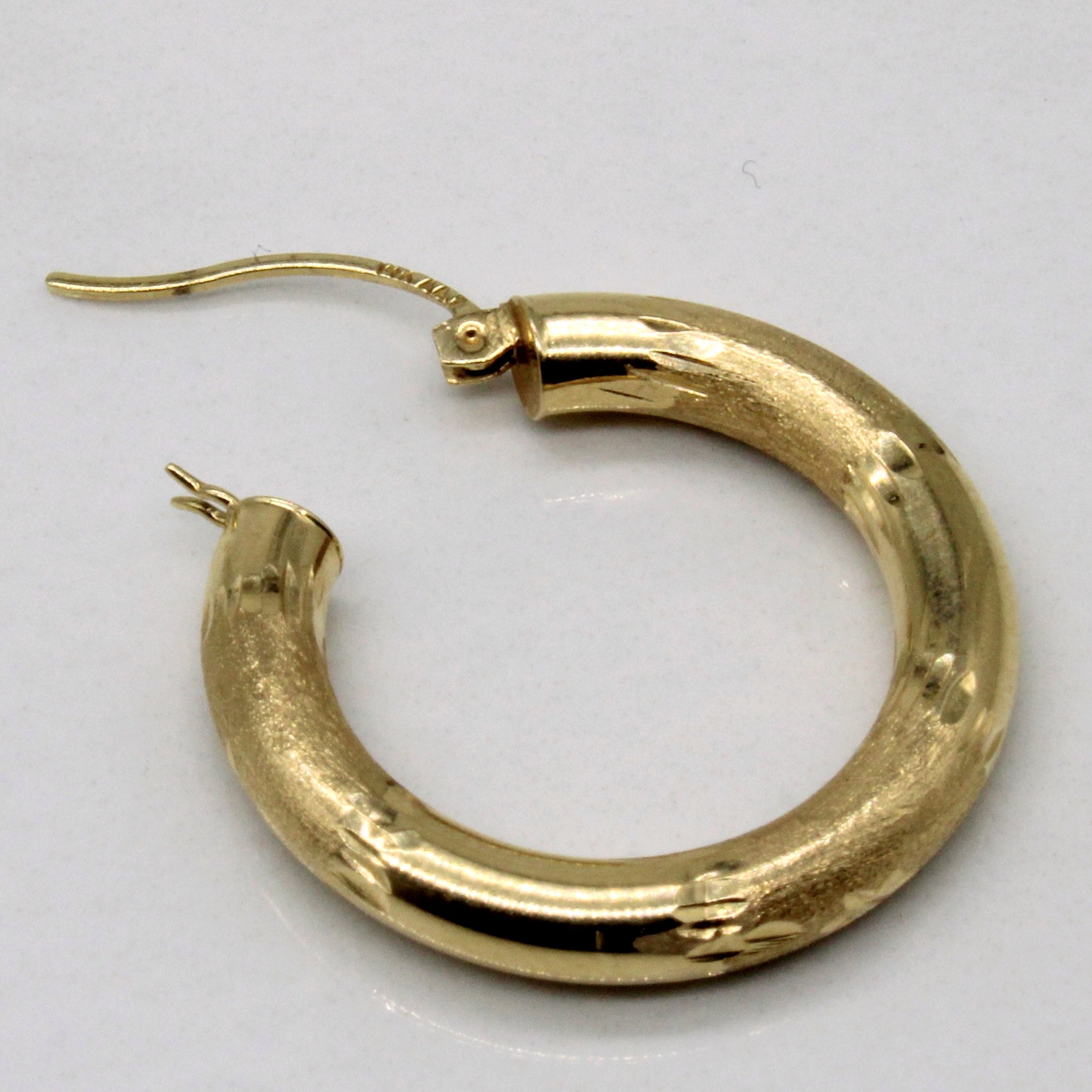14k Yellow Gold Ornate Hoop Earrings