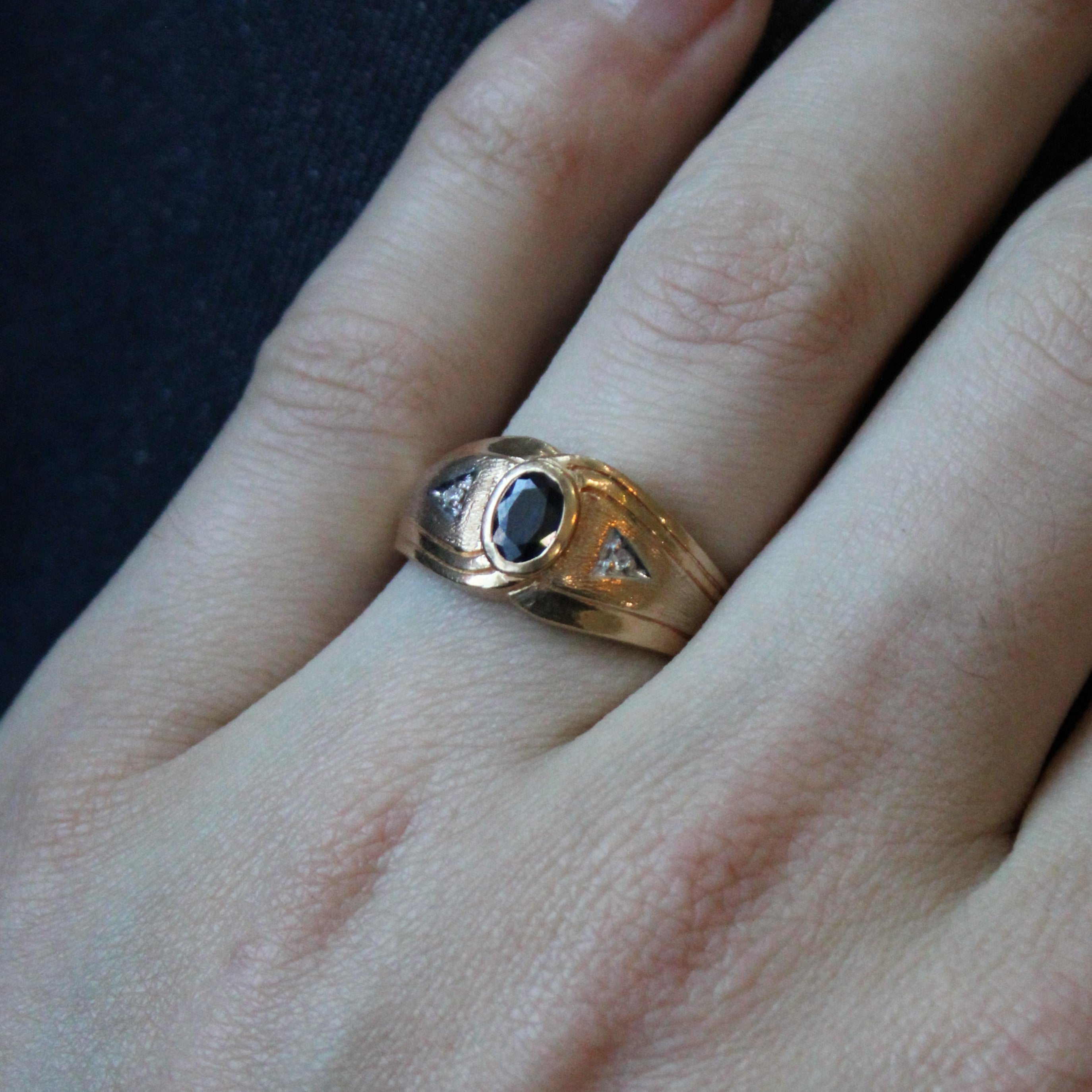 Bezel Set Sapphire & Diamond Ring | 0.48ct, 0.02ctw | SZ 9.5 |