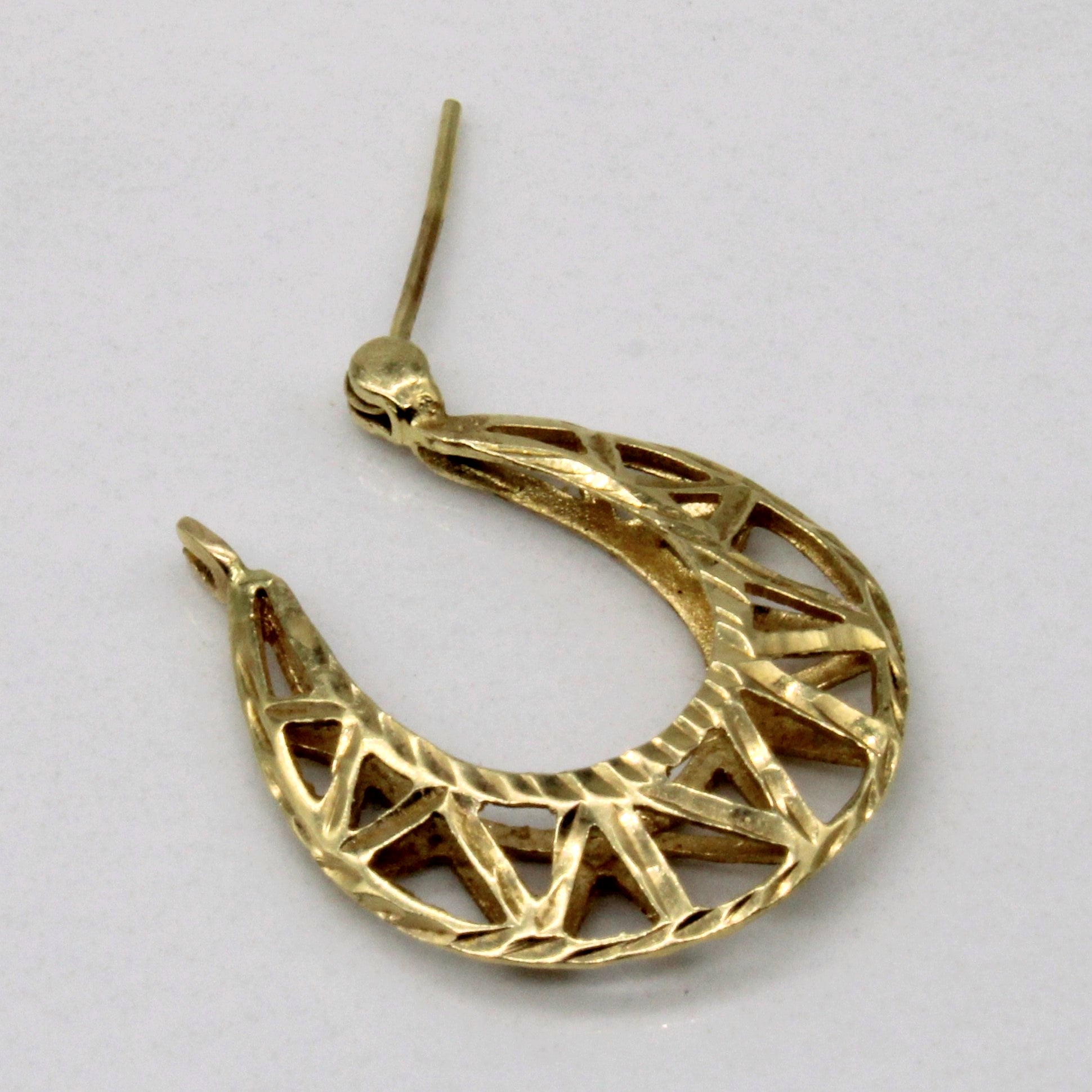 14k Yellow Ornate Hoop Earrings