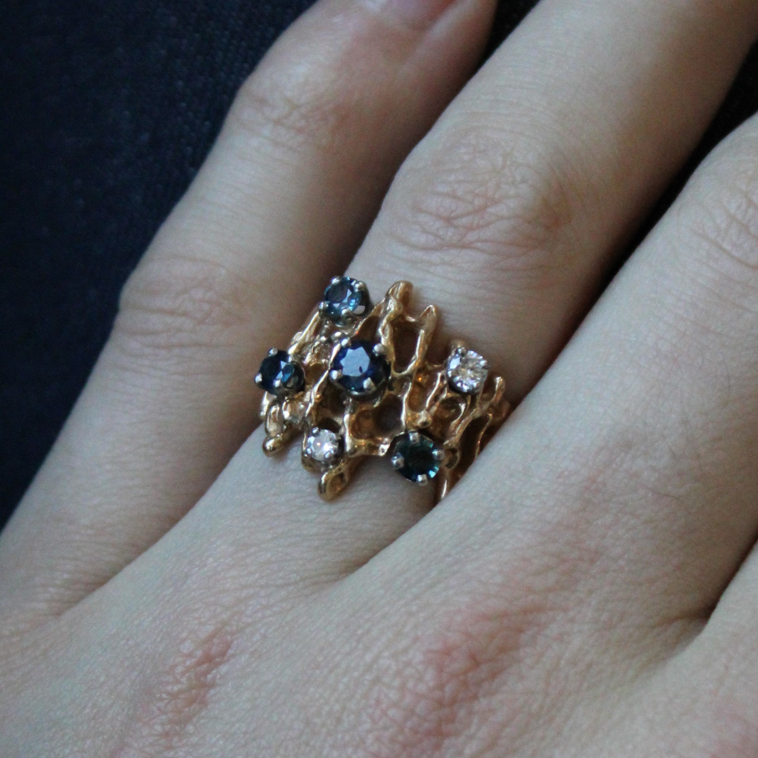 Abstract Sapphire & Diamond Ring | 0.90ctw, 0.16ctw | SZ 7.75 |