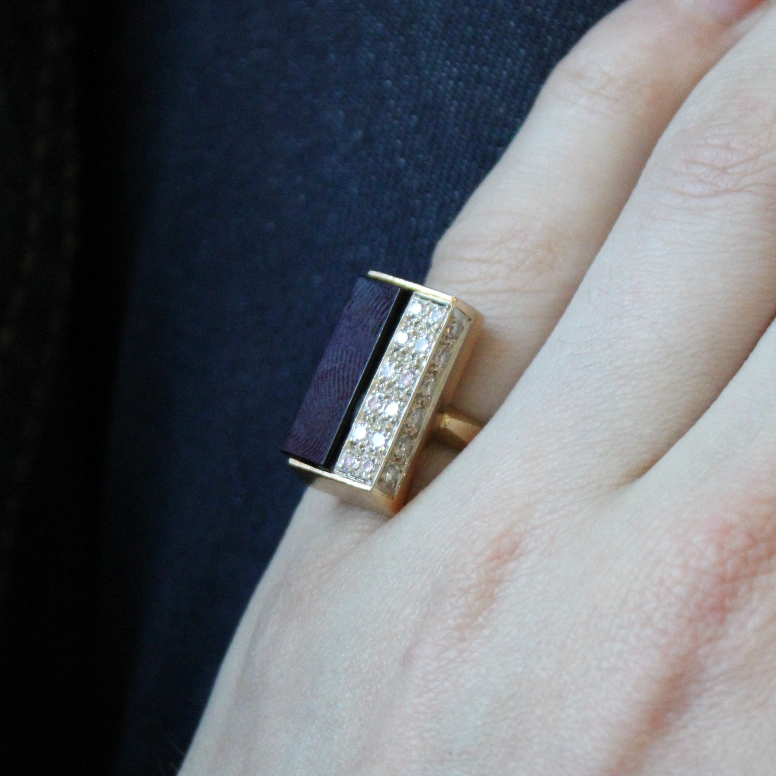 Onyx & Diamond Cocktail Ring | 3.00ct, 0.54ctw | SZ 6 |