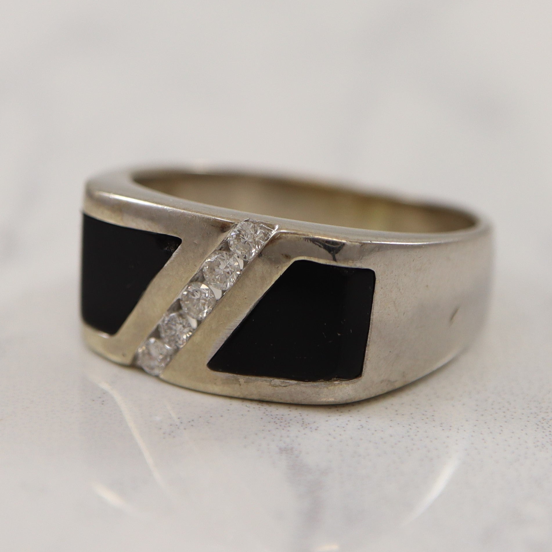 Channel Set Diamond & Onyx Ring | 1.99ctw | SZ 10.25 |
