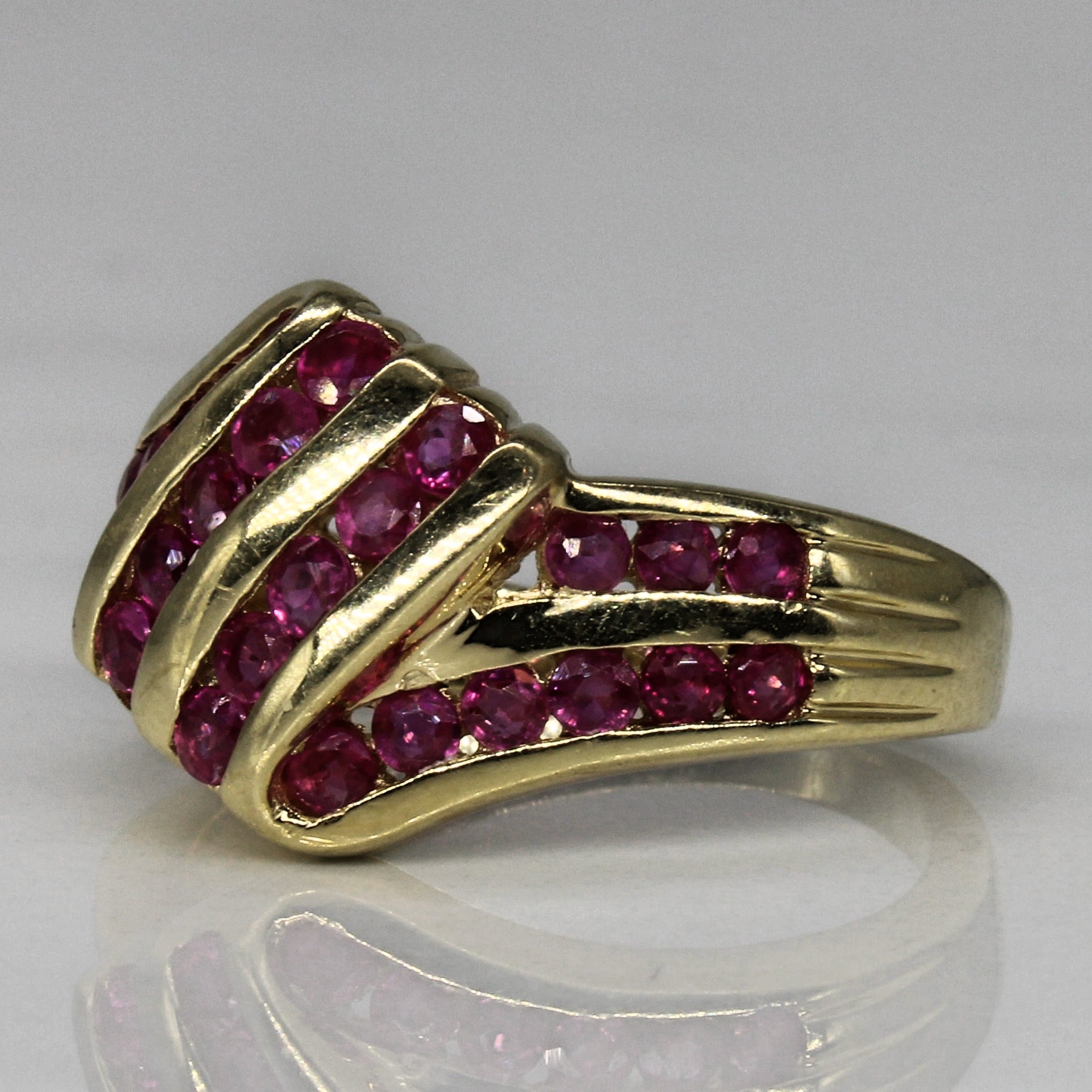 Synthetic Ruby Waterfall Ring | 0.60ctw | SZ 6 |