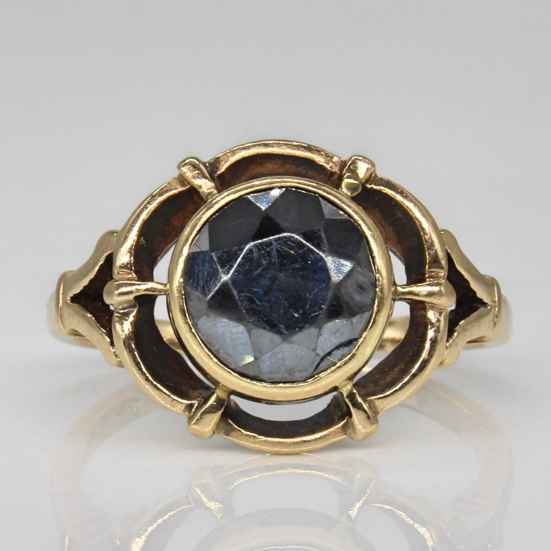 Bague cocktail vintage en hématite canadienne | 1,75 ct | Taille 7 |