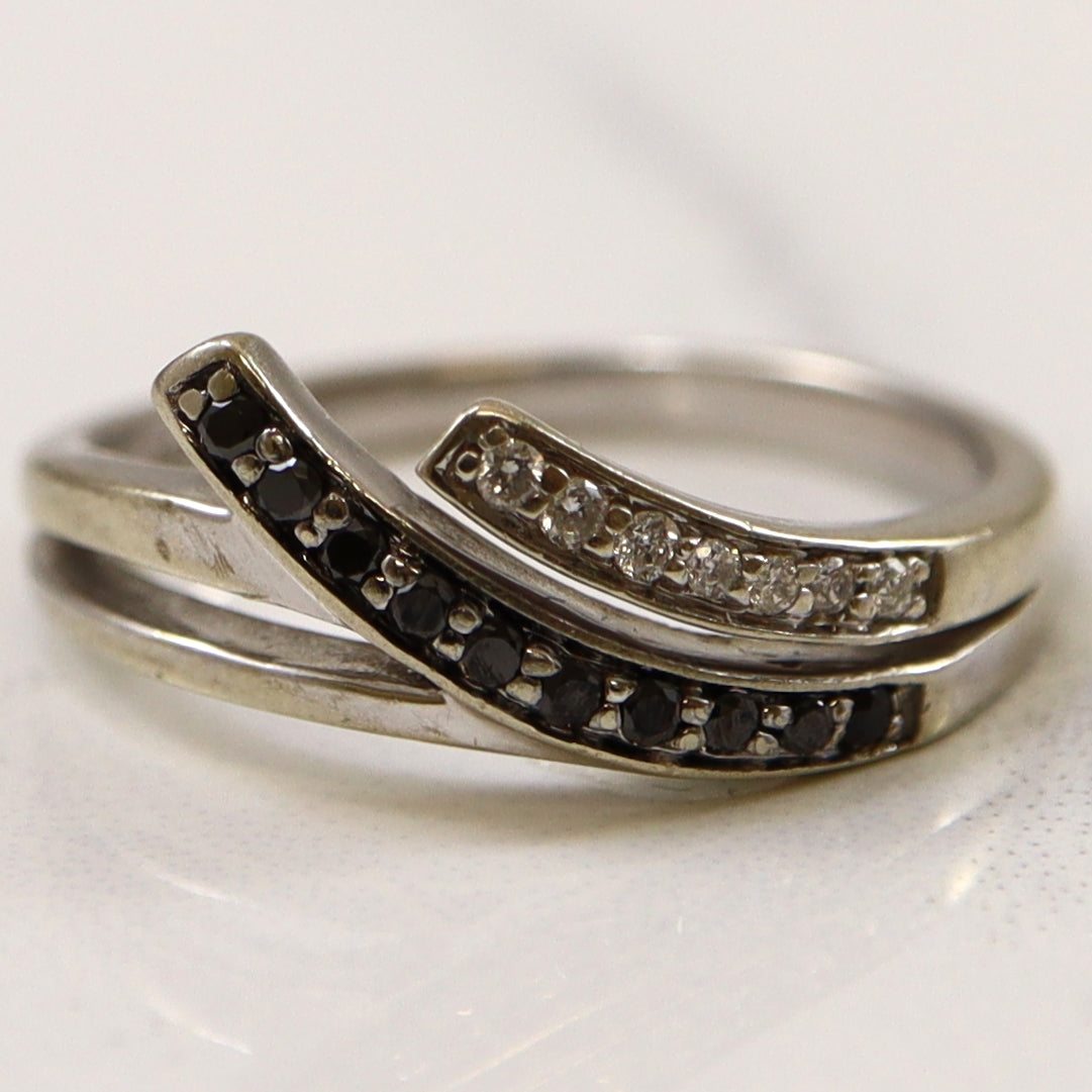 Black & White Diamond Bypass Ring | 0.17ctw | SZ 5.75 |