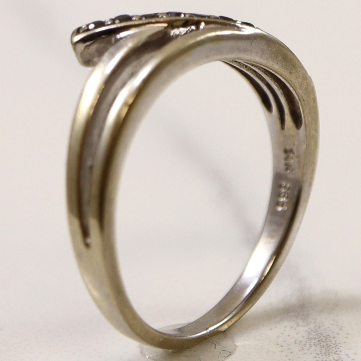 Black & White Diamond Bypass Ring | 0.17ctw | SZ 5.75 |