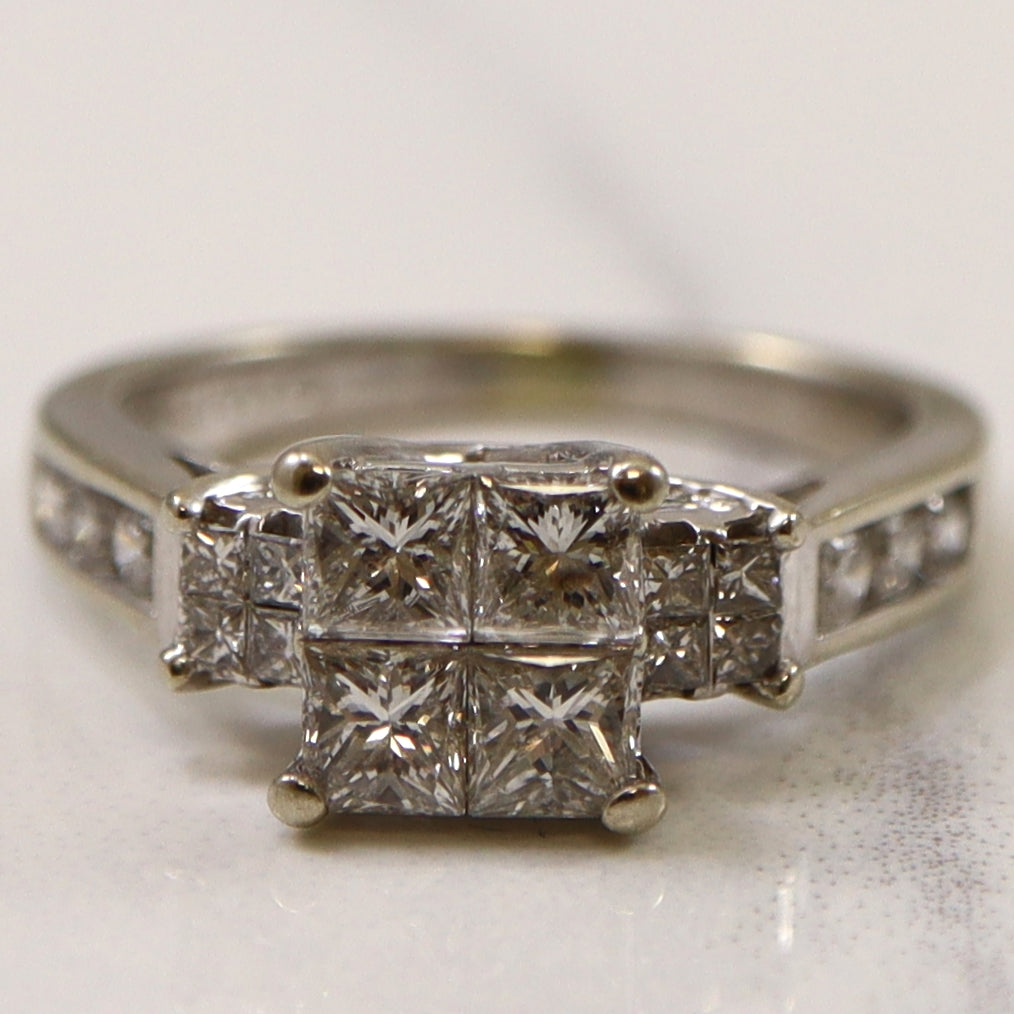 Bague de fiançailles sertie de quatre diamants taille princesse | 1,14 ct | Taille 4,75 |
