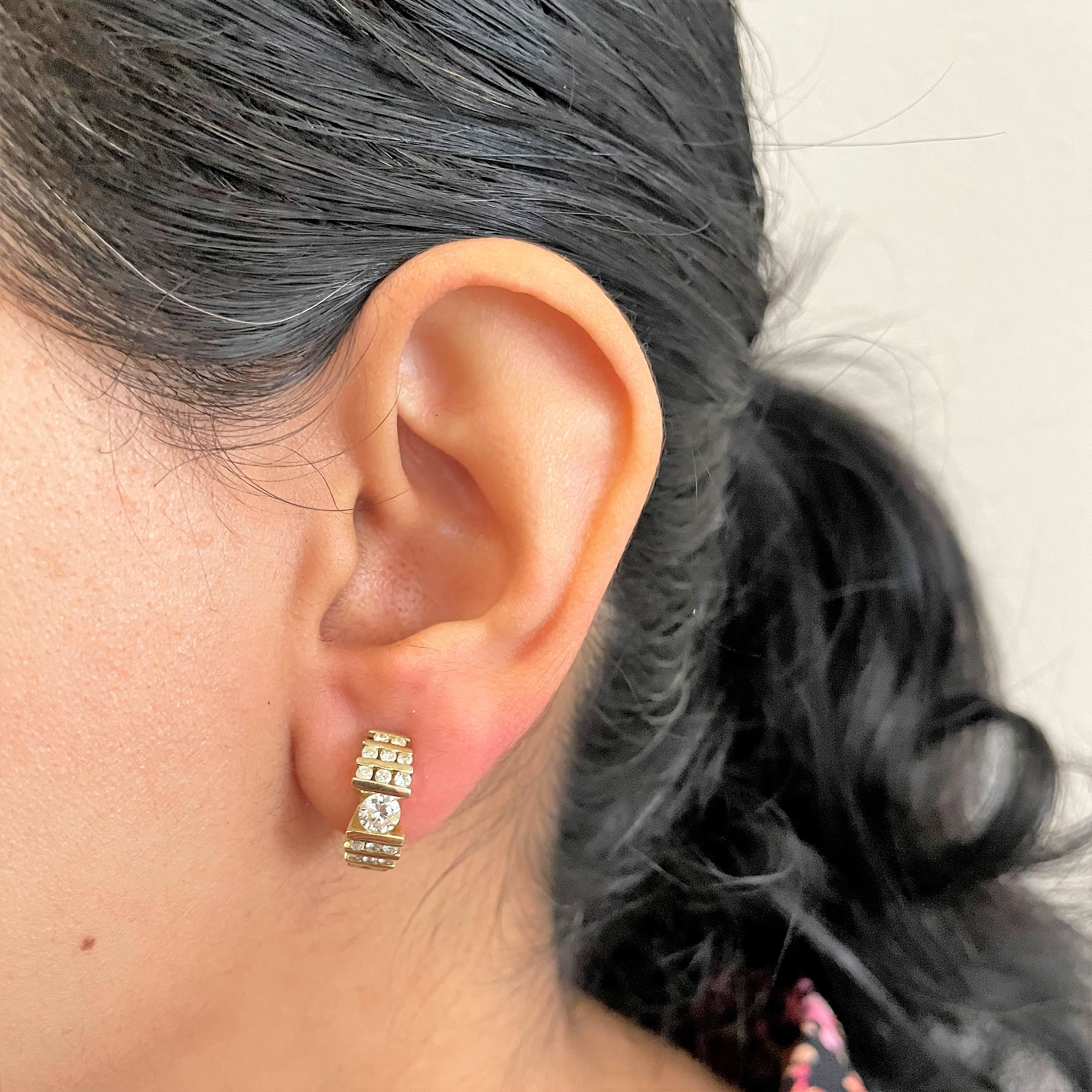 Channel Set Diamond Earrings | 0.98ctw |