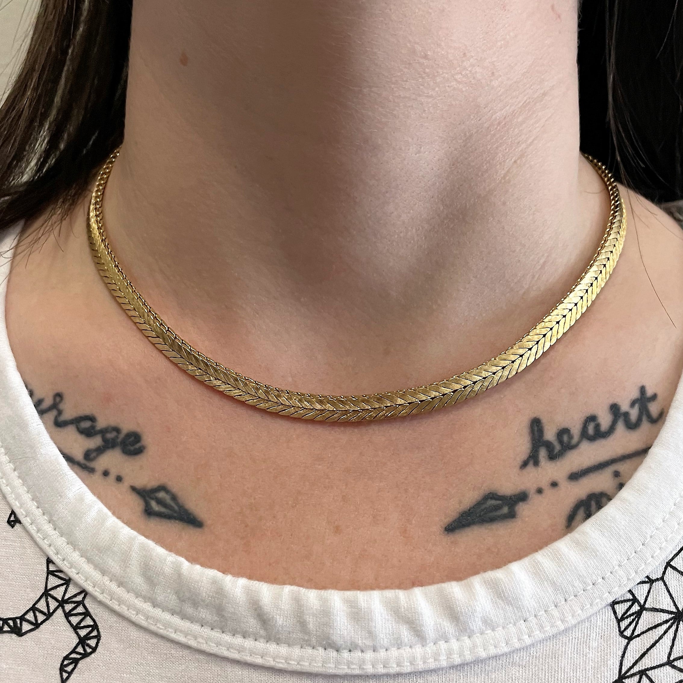 18k Yellow Gold Modified Herringbone Chain | 16.5" |