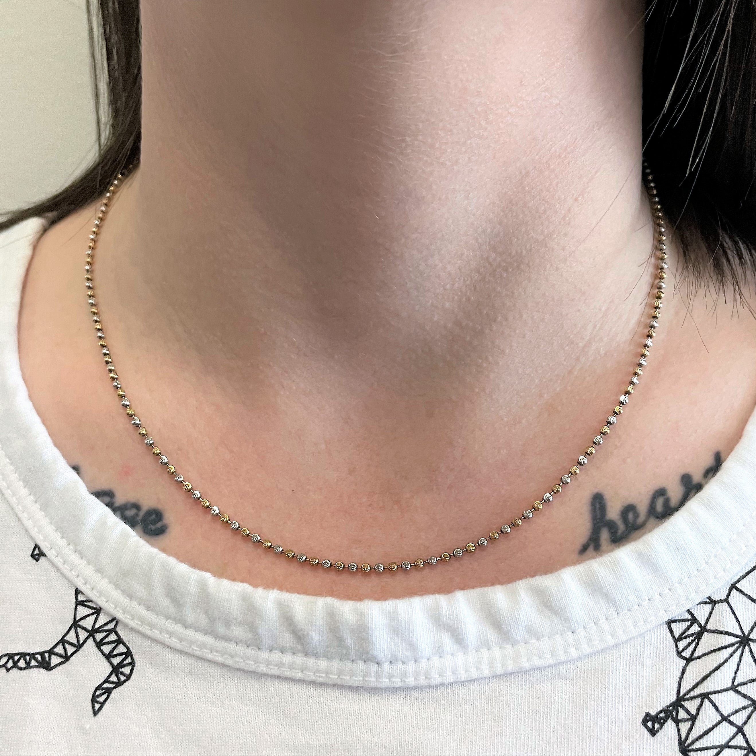 18k Two Tone Gold Ball Link Chain | 18" |